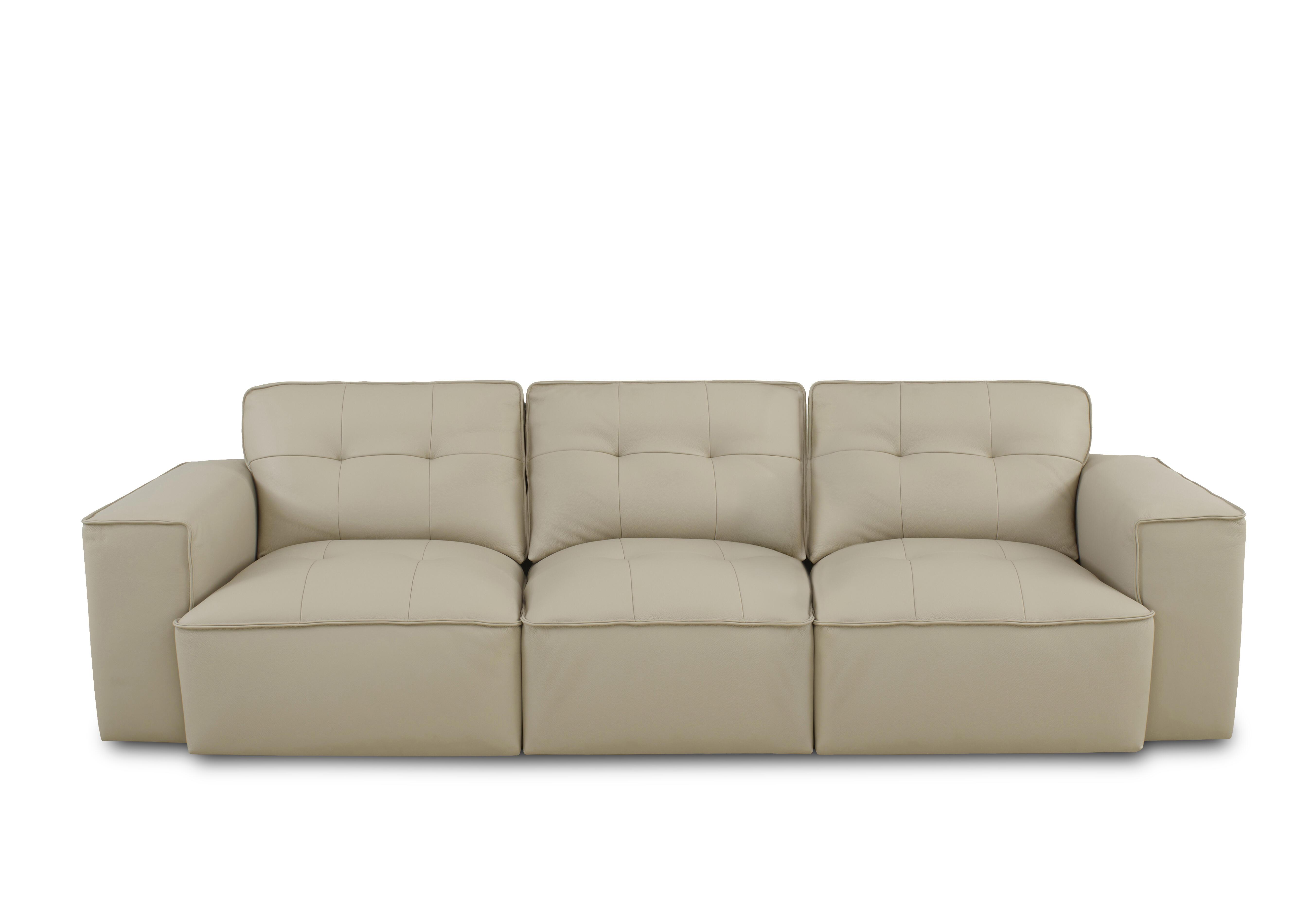 Cushino 4 Seater Leather Sofa in Beige 7512 Cat-50 on Furniture Village