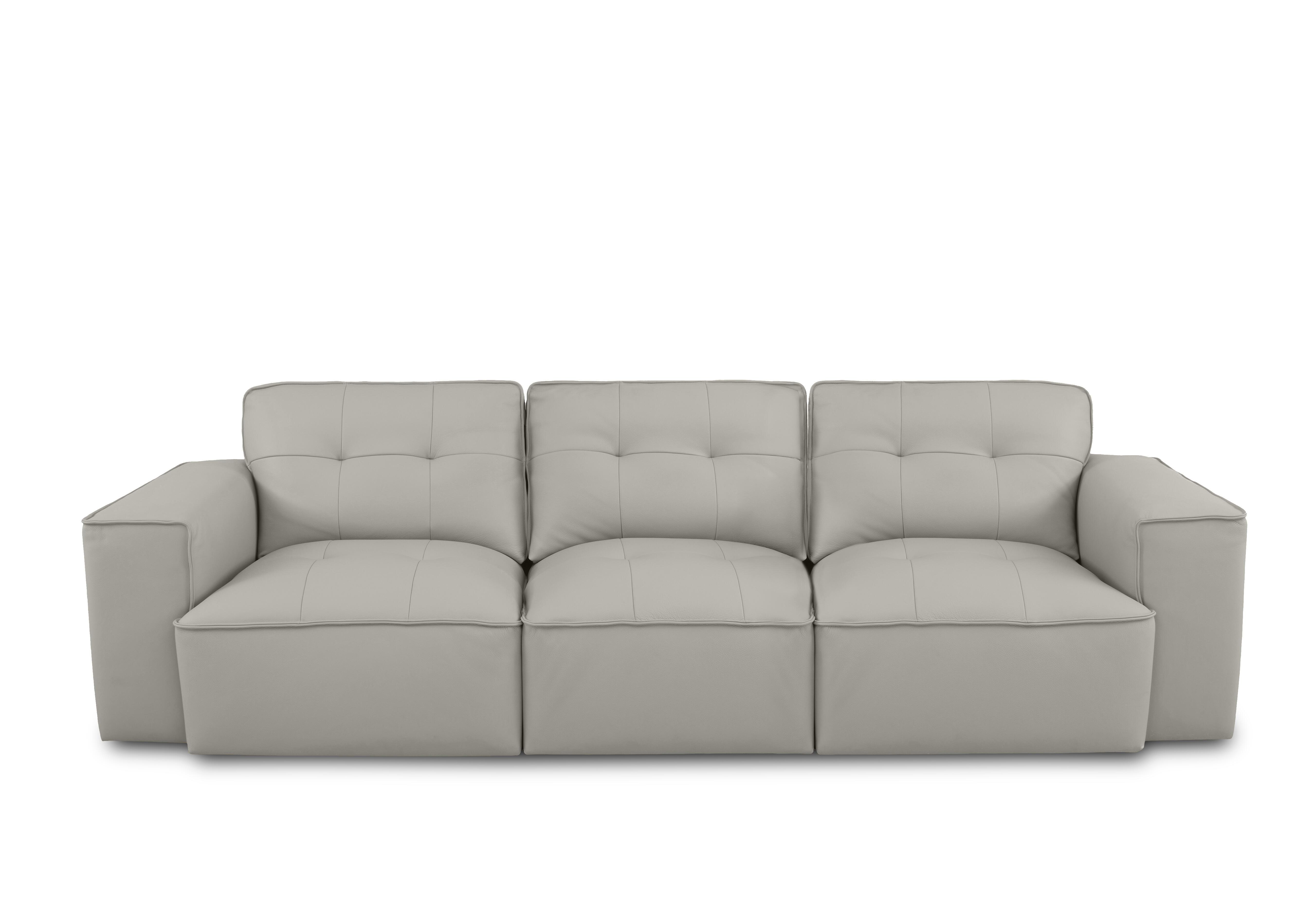 Cushino 4 Seater Leather Sofa in Light Grey 7504 Cat-50 on Furniture Village
