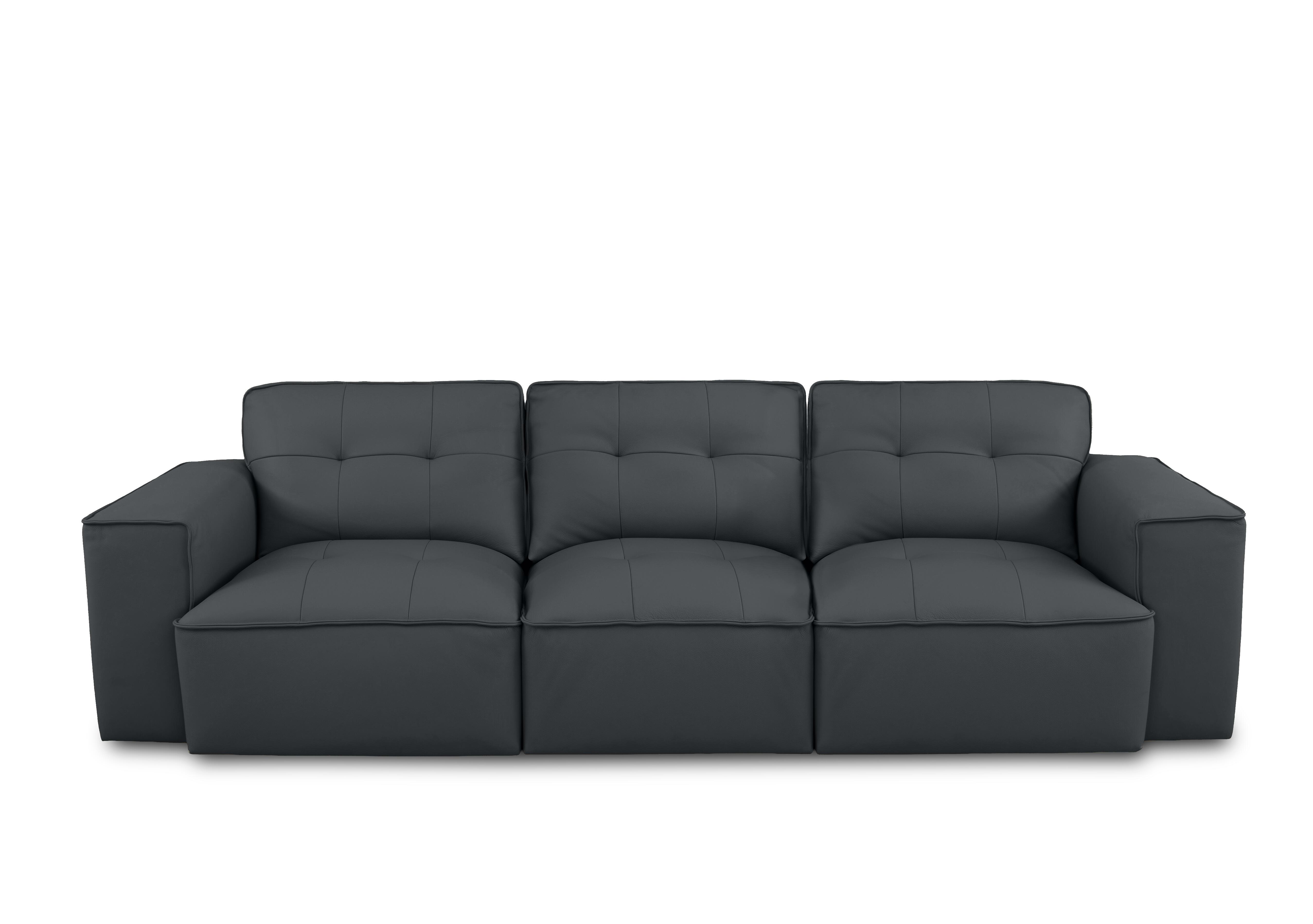 Cushino 4 Seater Leather Sofa in New Blue 7599 Cat-50 on Furniture Village