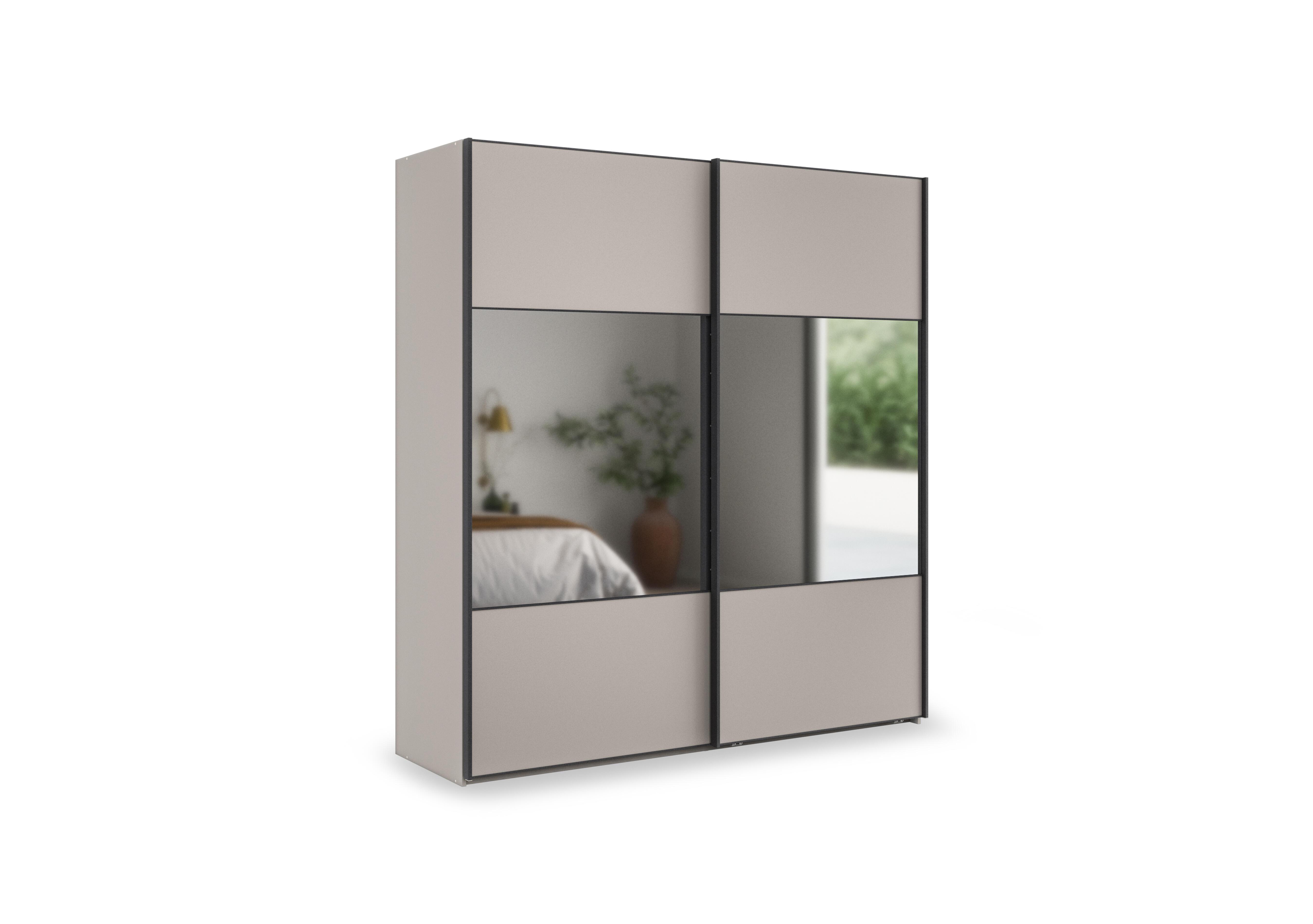 Tullio 200cm 2 Door Sliding Wardrobe with Mirrors in Pebble Grey on Furniture Village