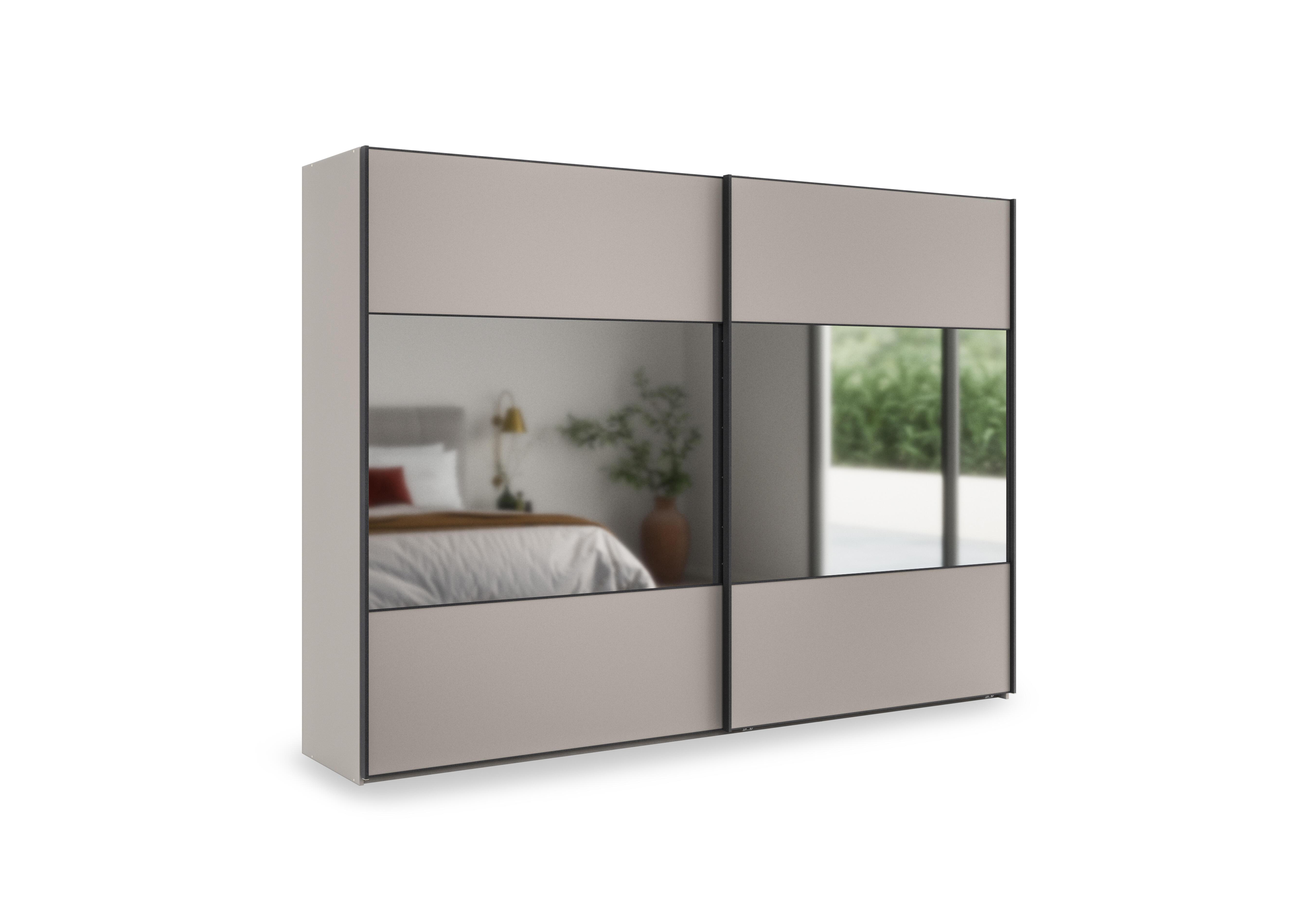 Tullio 300cm 2 Door Sliding Wardrobe with Mirrors in Pebble Grey on Furniture Village