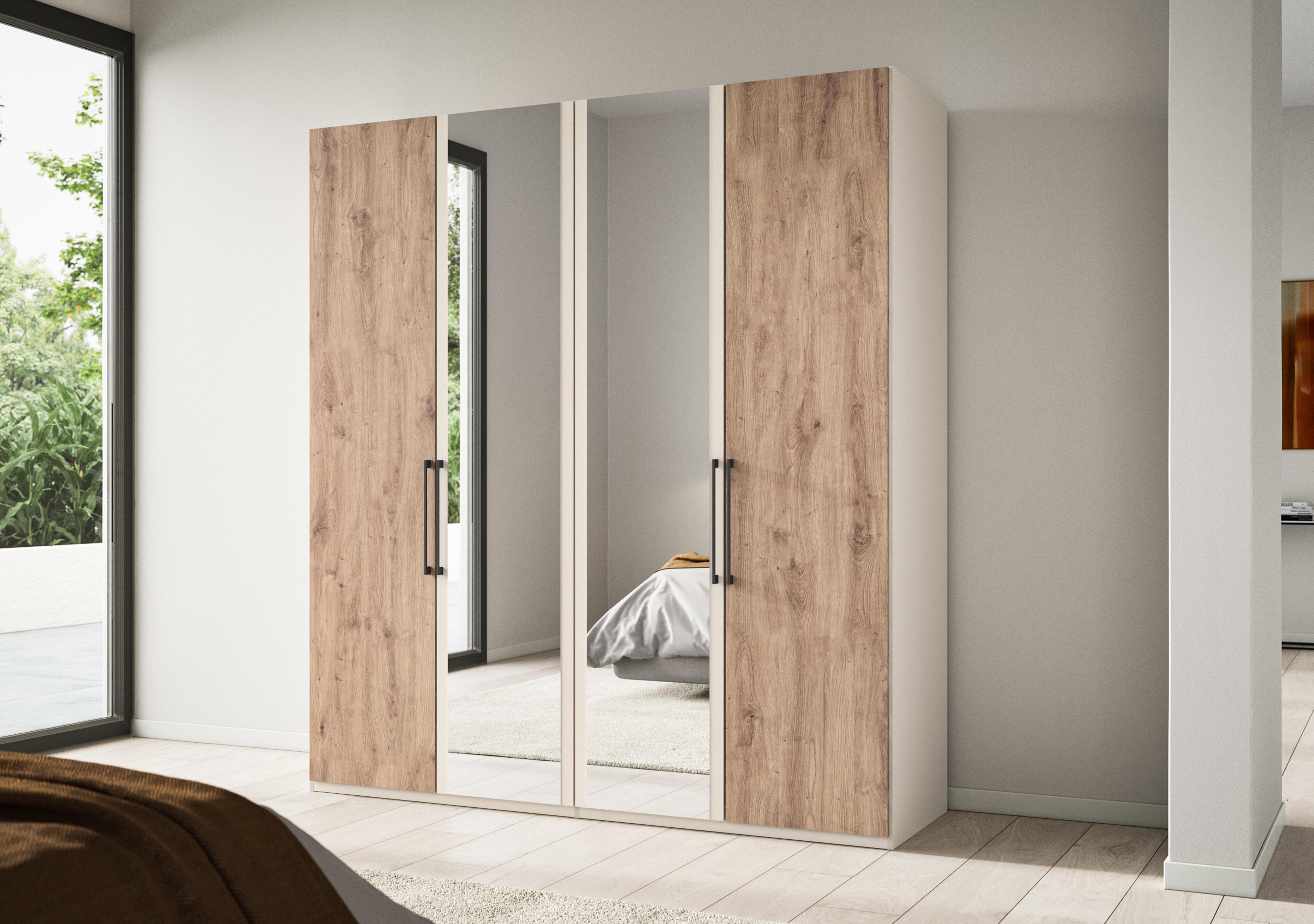 Tullio 200cm 4 Door Hinged Wardrobe with 2 Mirror Doors in  on Furniture Village