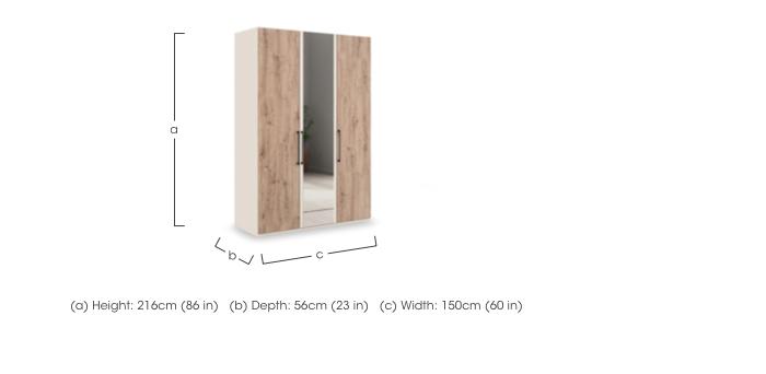 Tullio 150cm 3 Door Hinged Wardrobe with Mirror Door in  on Furniture Village