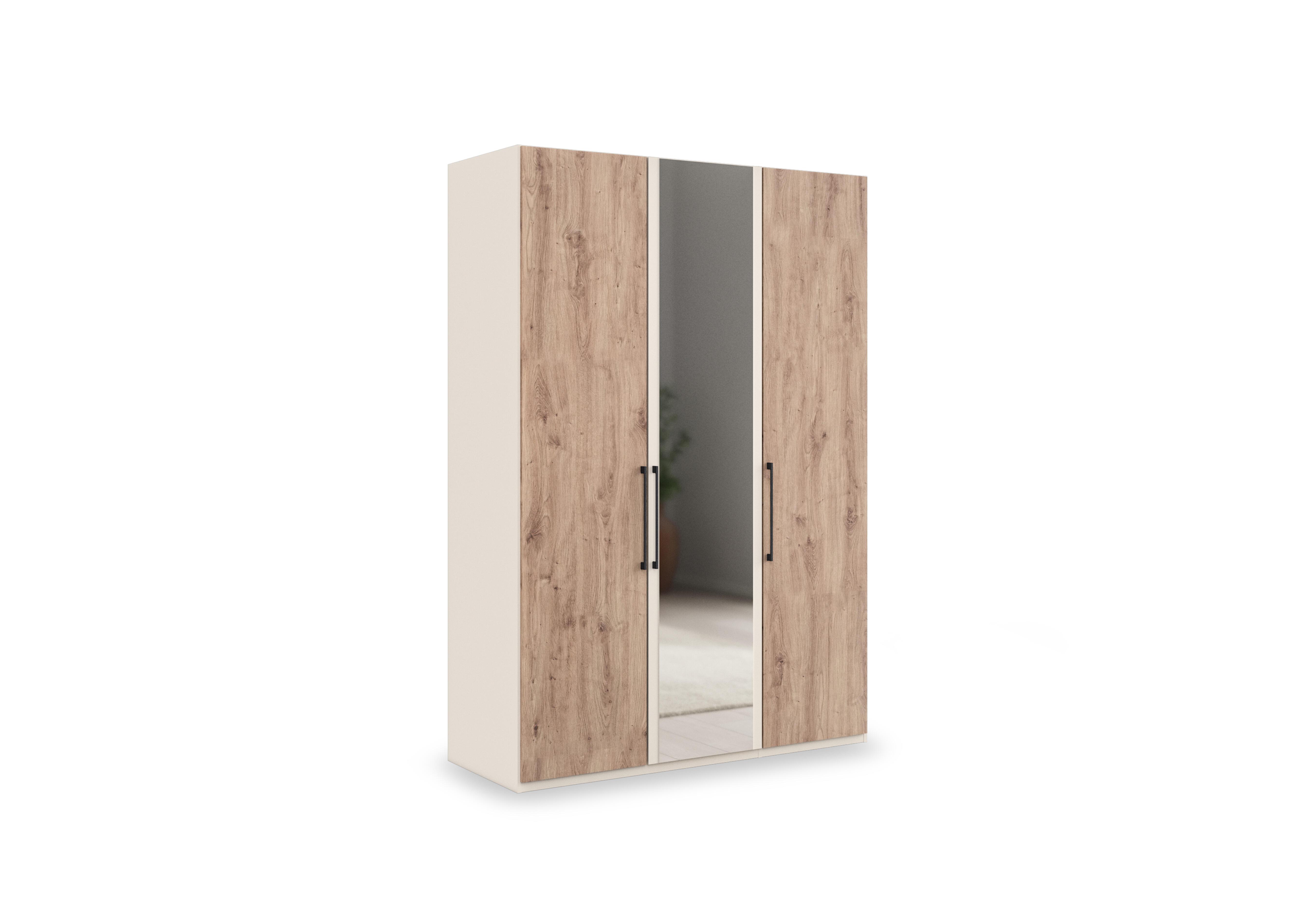 Tullio 150cm 3 Door Hinged Wardrobe with Mirror Door in Nordic Oak-Champagne on Furniture Village
