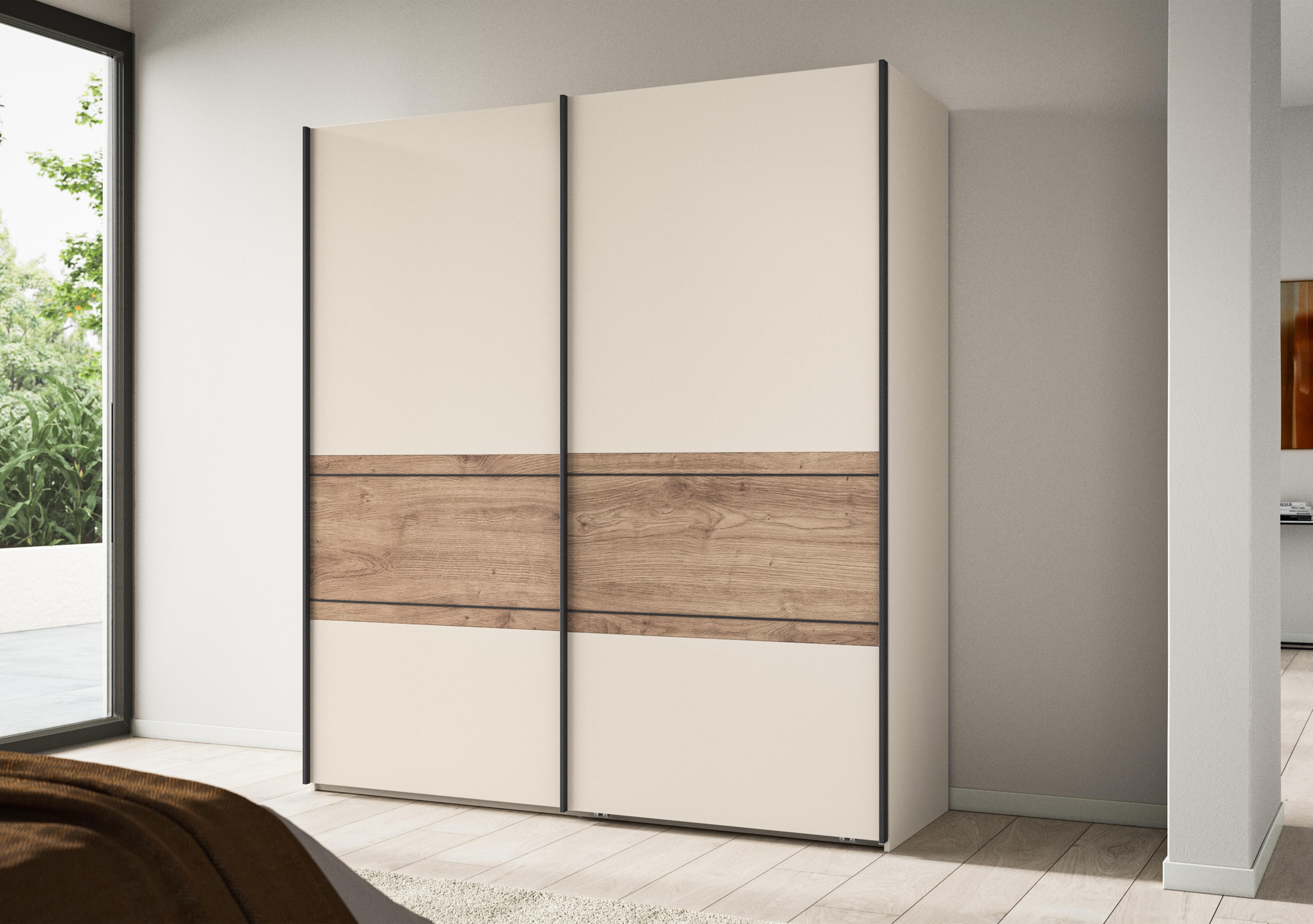 Tullio 200cm 2 Door Sliding Wardrobe with Nordic Oak Accent in  on Furniture Village