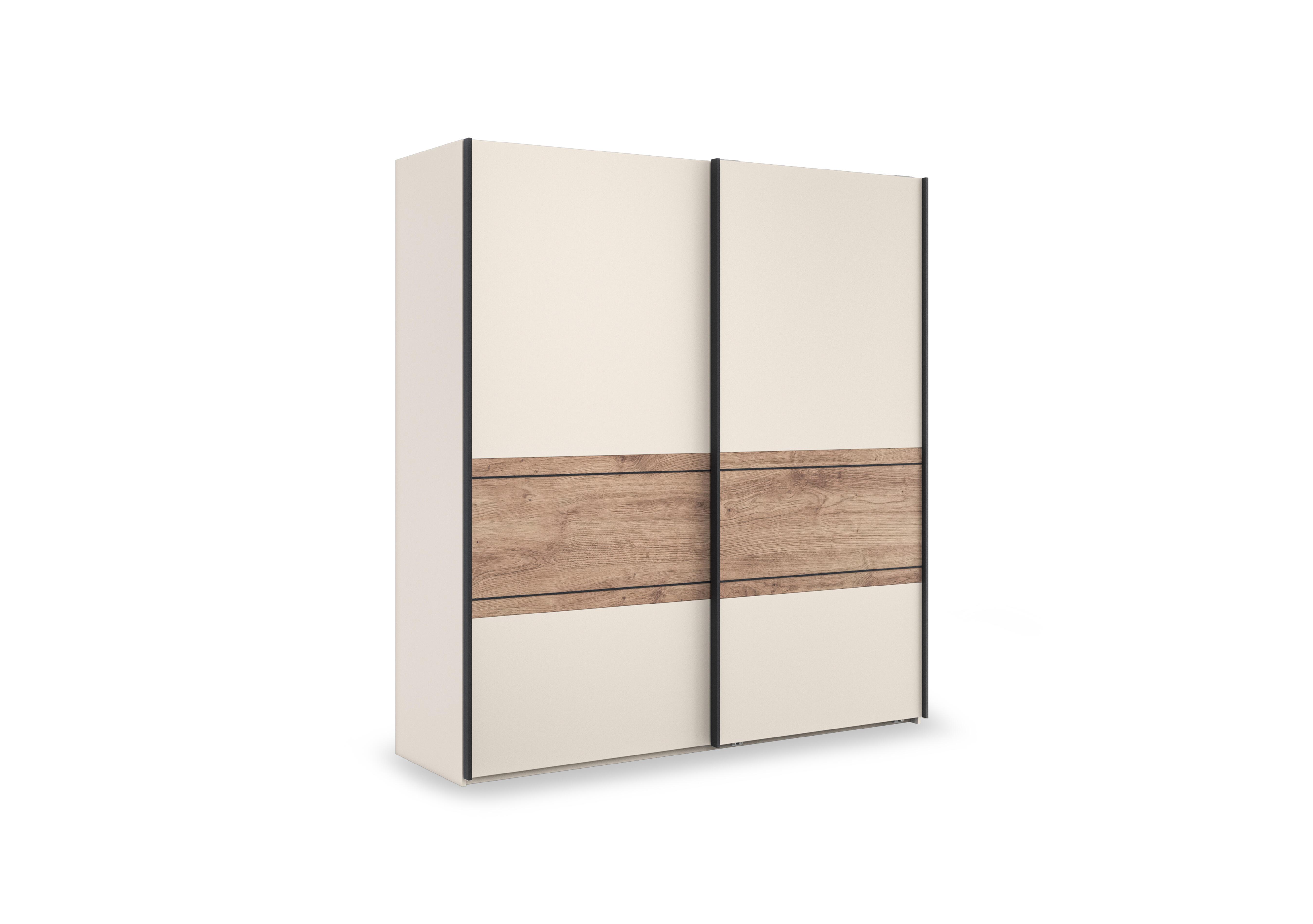 Tullio 200cm 2 Door Sliding Wardrobe with Nordic Oak Accent in Champagne-Nordic Oak on Furniture Village