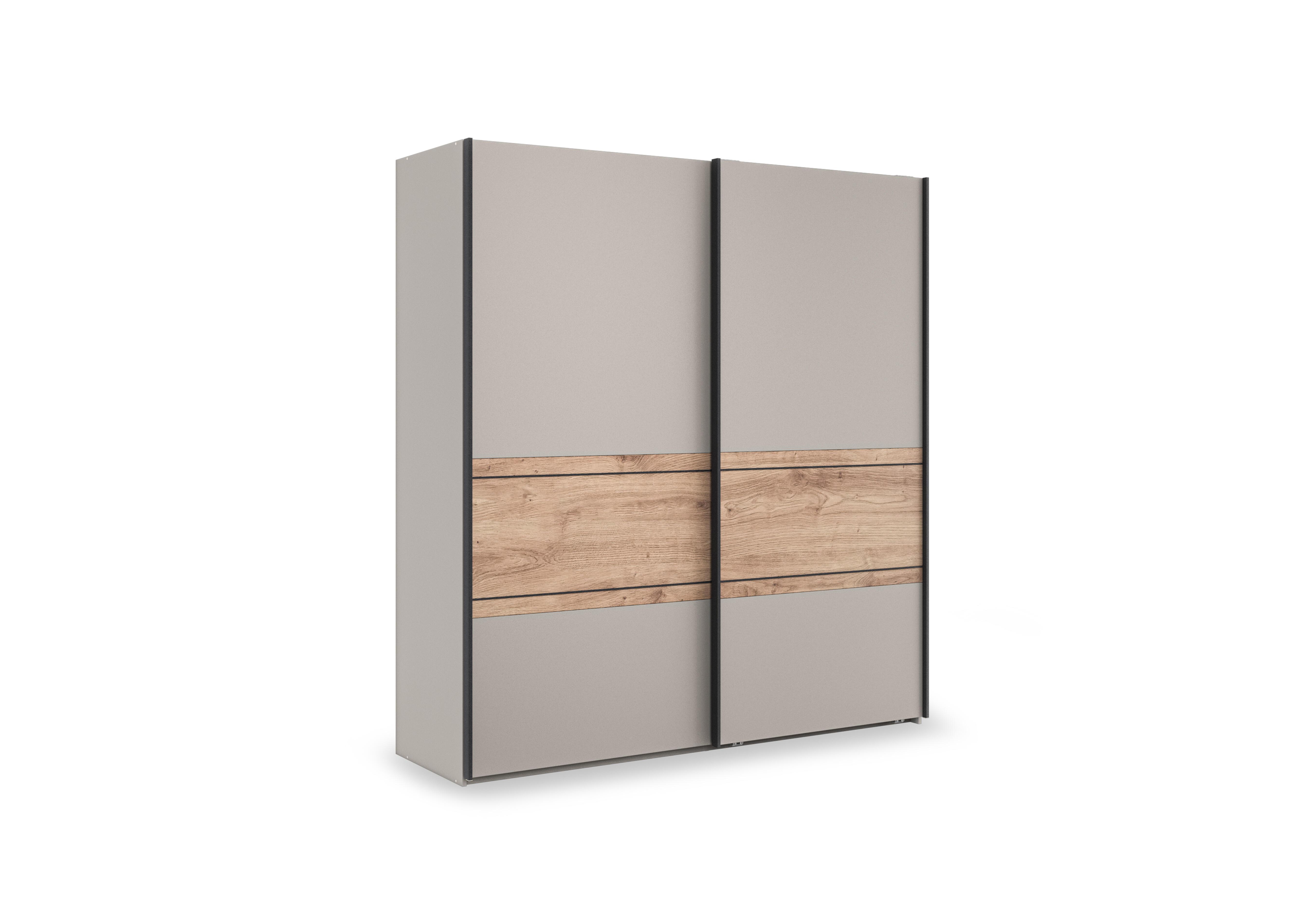 Tullio 200cm 2 Door Sliding Wardrobe with Nordic Oak Accent in Pebble Grey-Nordic Oak on Furniture Village