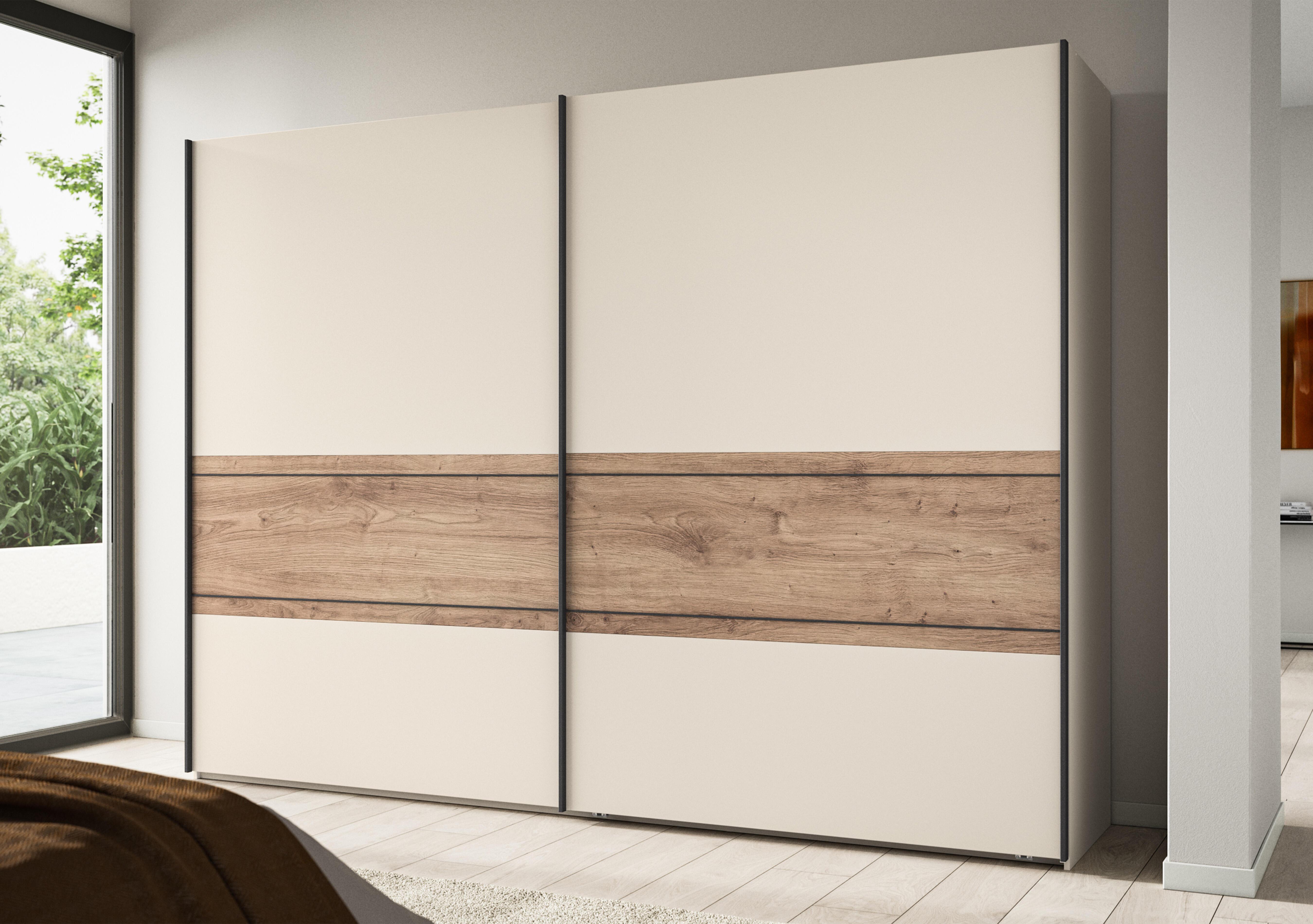 Tullio 300cm 2 Door Sliding Wardrobe with Nordic Oak Accent in  on Furniture Village