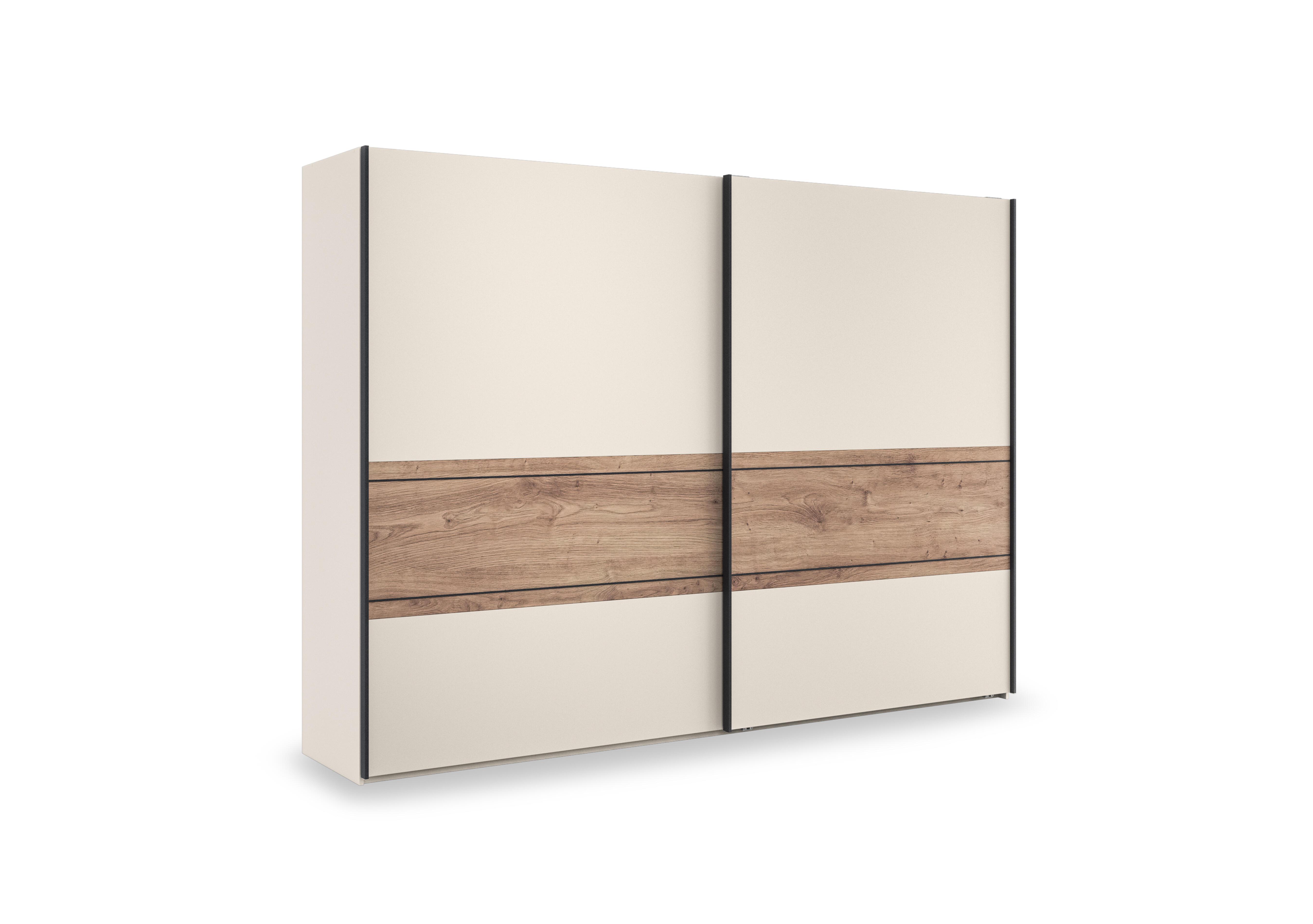 Tullio 300cm 2 Door Sliding Wardrobe with Nordic Oak Accent in Champagne-Nordic Oak on Furniture Village