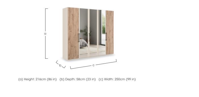 Tullio 250cm 5 Door Hinged Wardrobe with 3 Mirror Doors in  on Furniture Village