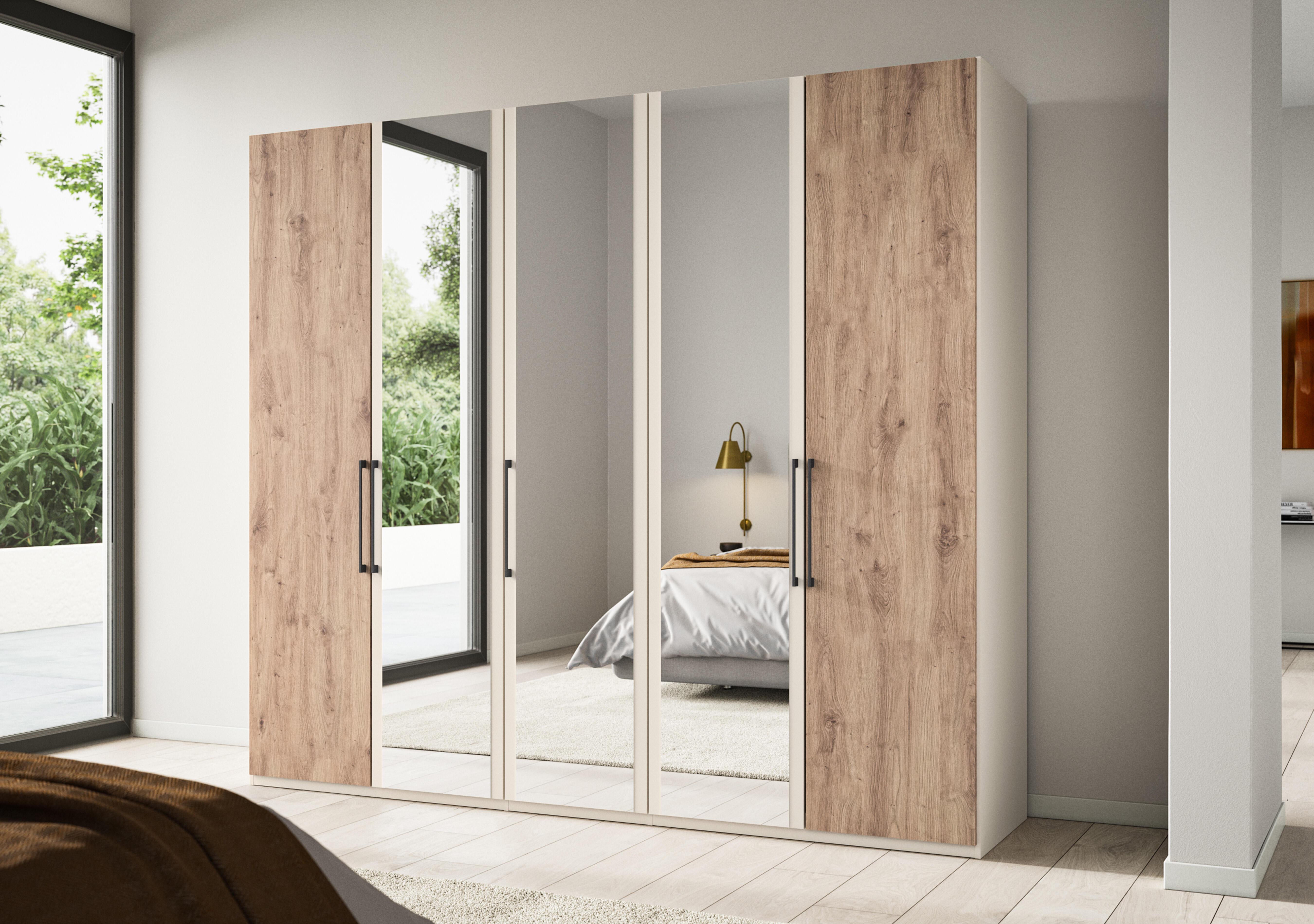 Tullio 250cm 5 Door Hinged Wardrobe with 3 Mirror Doors in  on Furniture Village