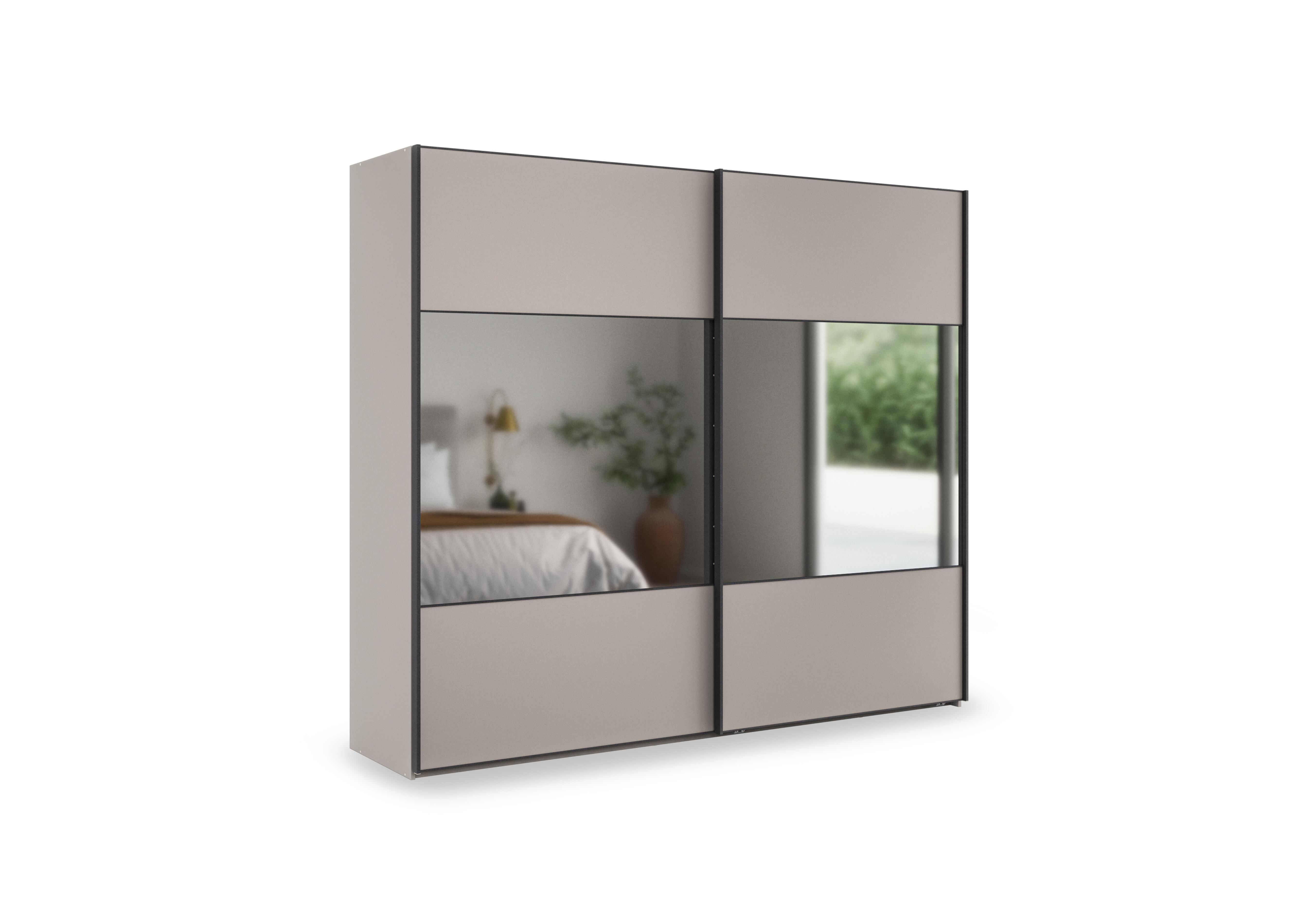 Tullio 250cm 2 Door Sliding Wardrobe with Mirrors in Pebble Grey on Furniture Village