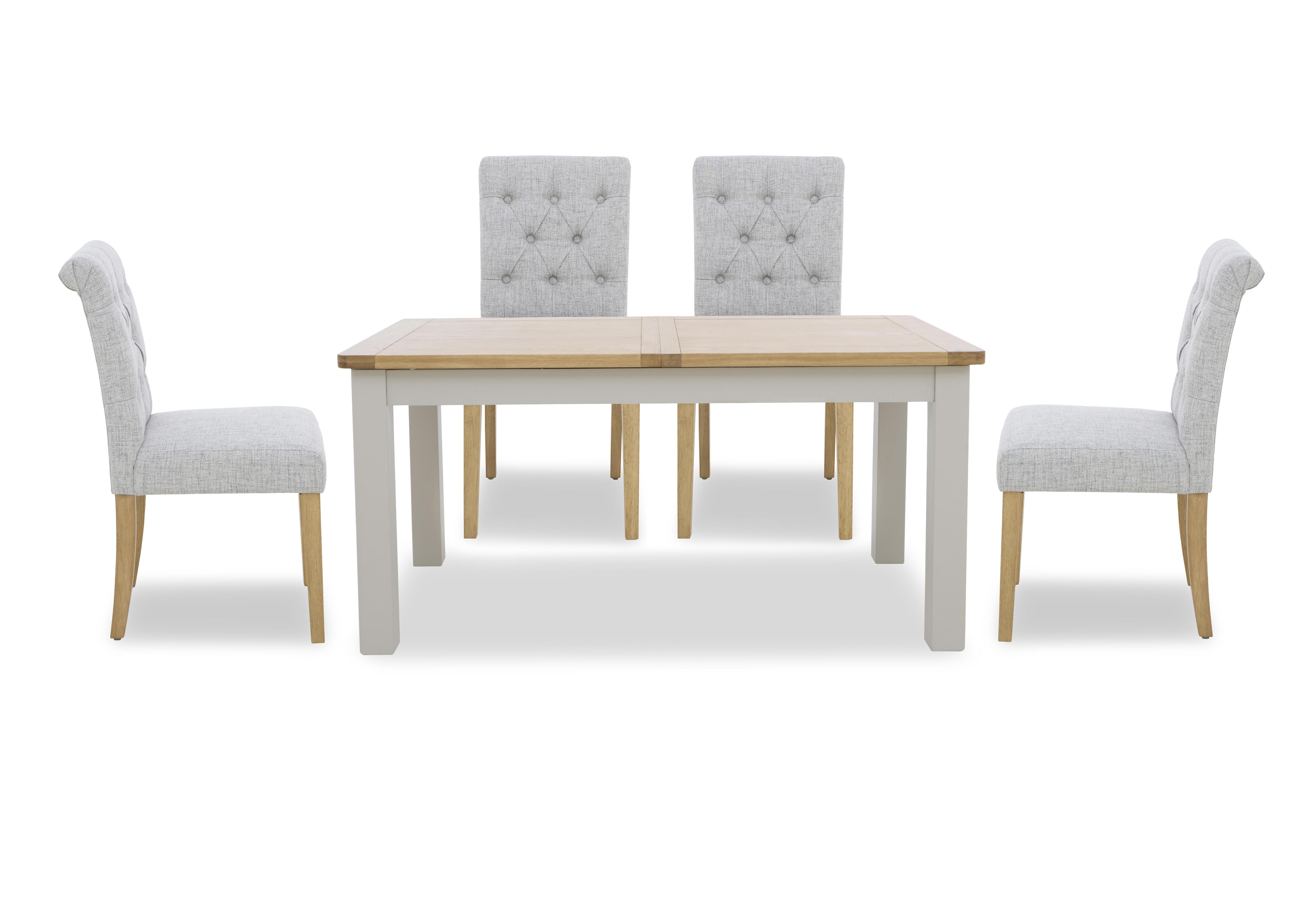 Lewis Rectangular Extending Dining Table and 4 Button Back Dining Chairs in Mist on Furniture Village
