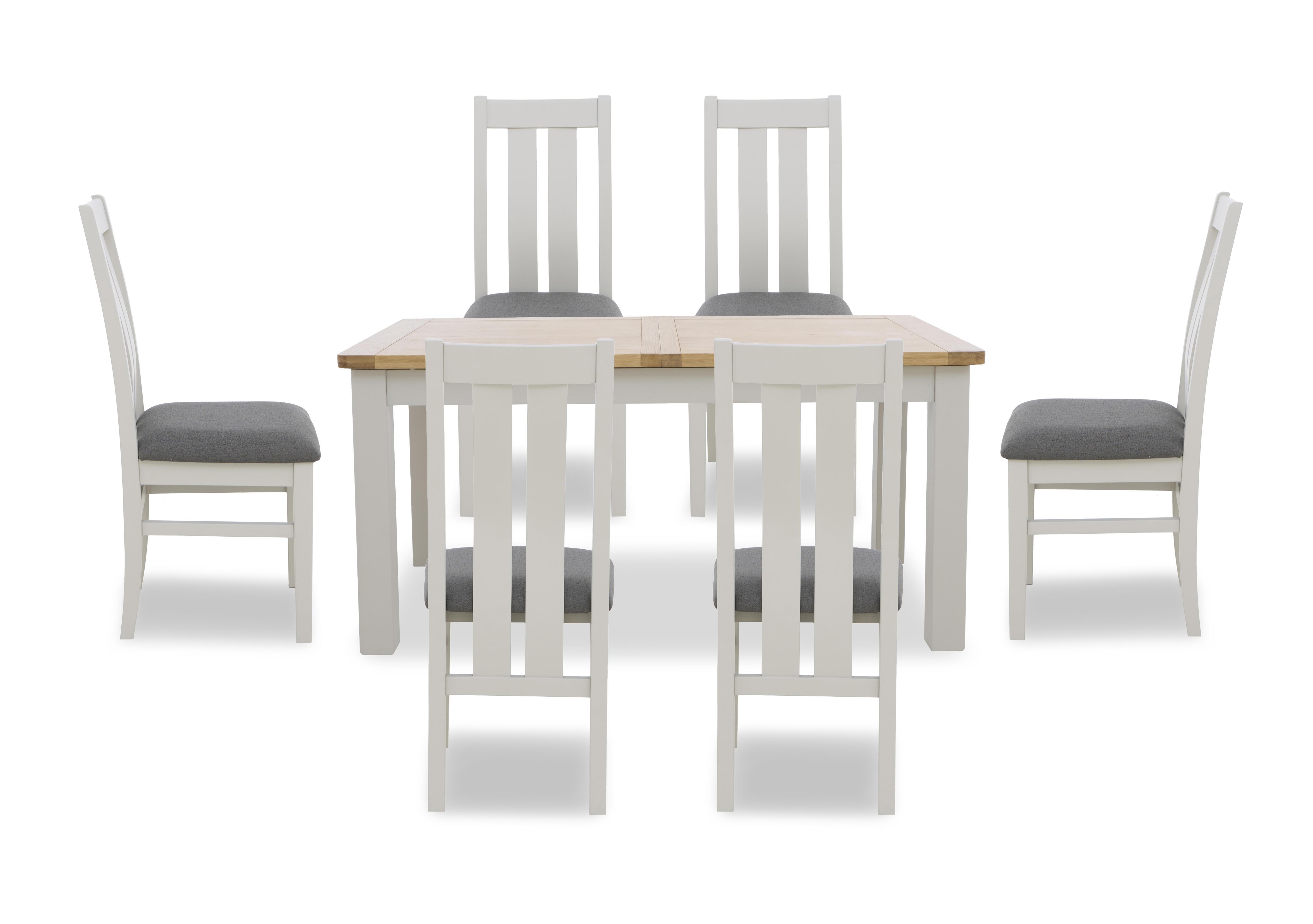 Lewis Rectangular Extending Dining Table and 6 Wooden Slatted Back Dining Chairs in Anthracite on Furniture Village
