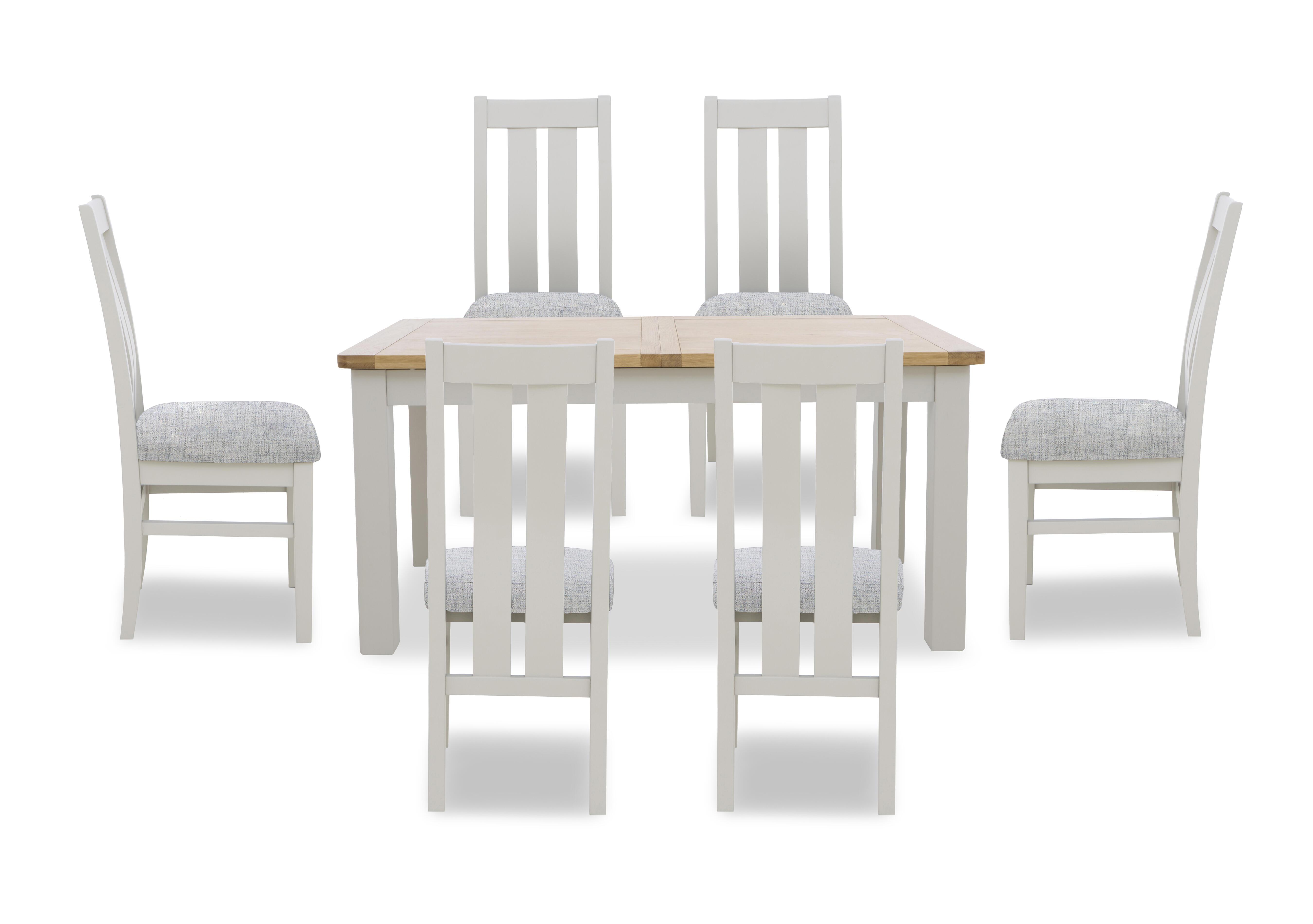 Lewis Rectangular Extending Dining Table and 6 Wooden Slatted Back Dining Chairs in Mist on Furniture Village