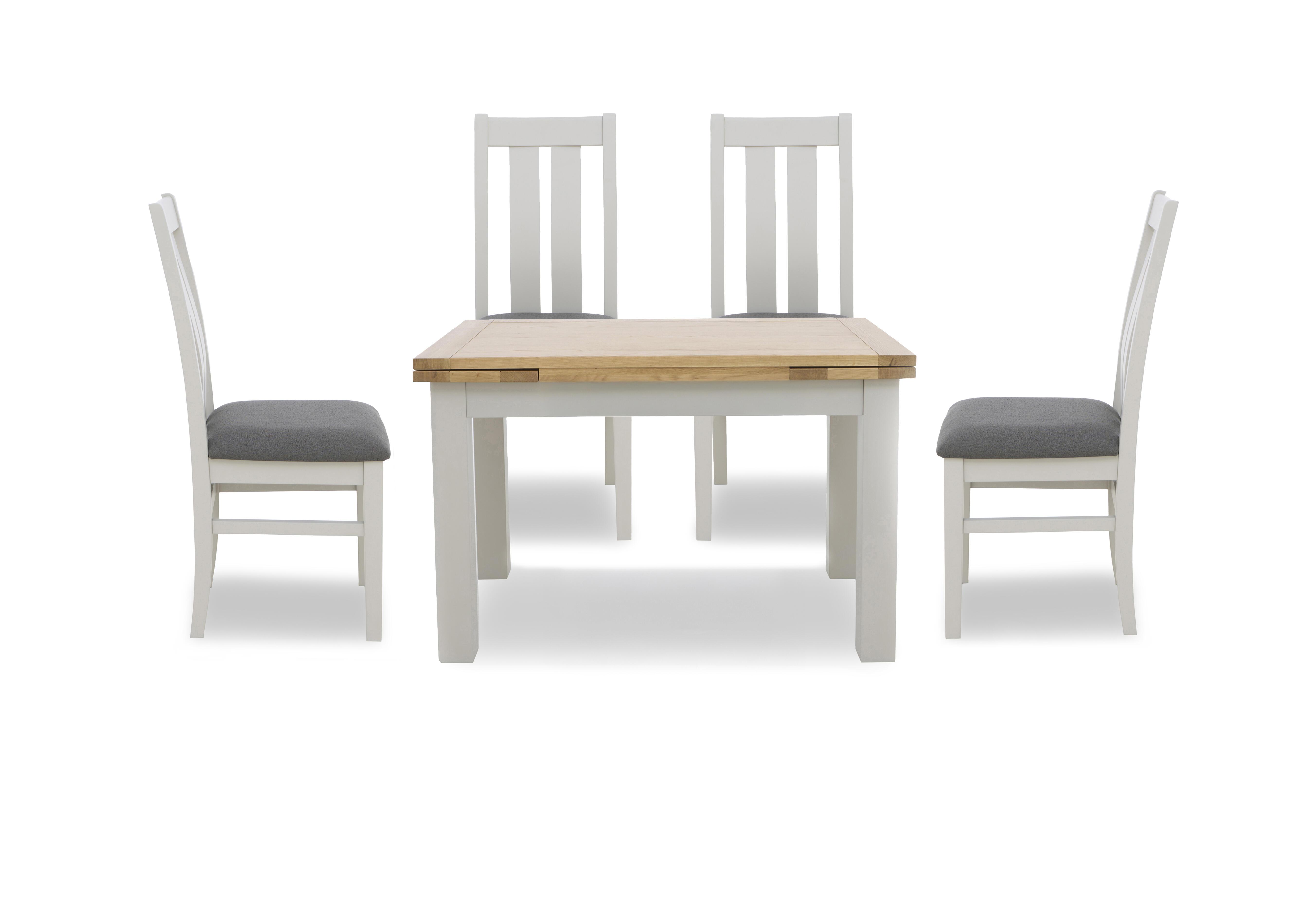 Lewis Large Draw Leaf Extending Dining Table and 4 Wooden Slatted Back Dining Chairs in Anthracite on Furniture Village