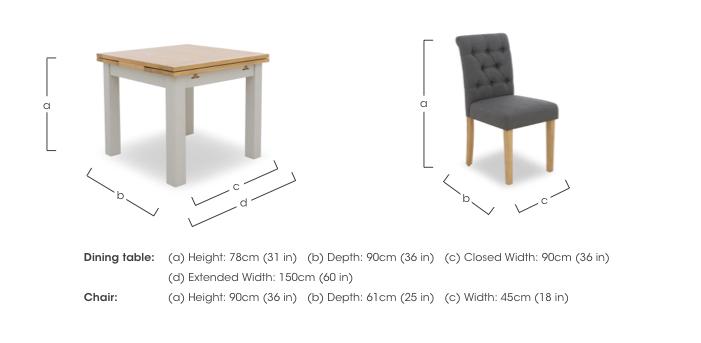 Lewis Small Draw Leaf Extending Dining Table and 4 Button Back Dining Chairs in  on Furniture Village