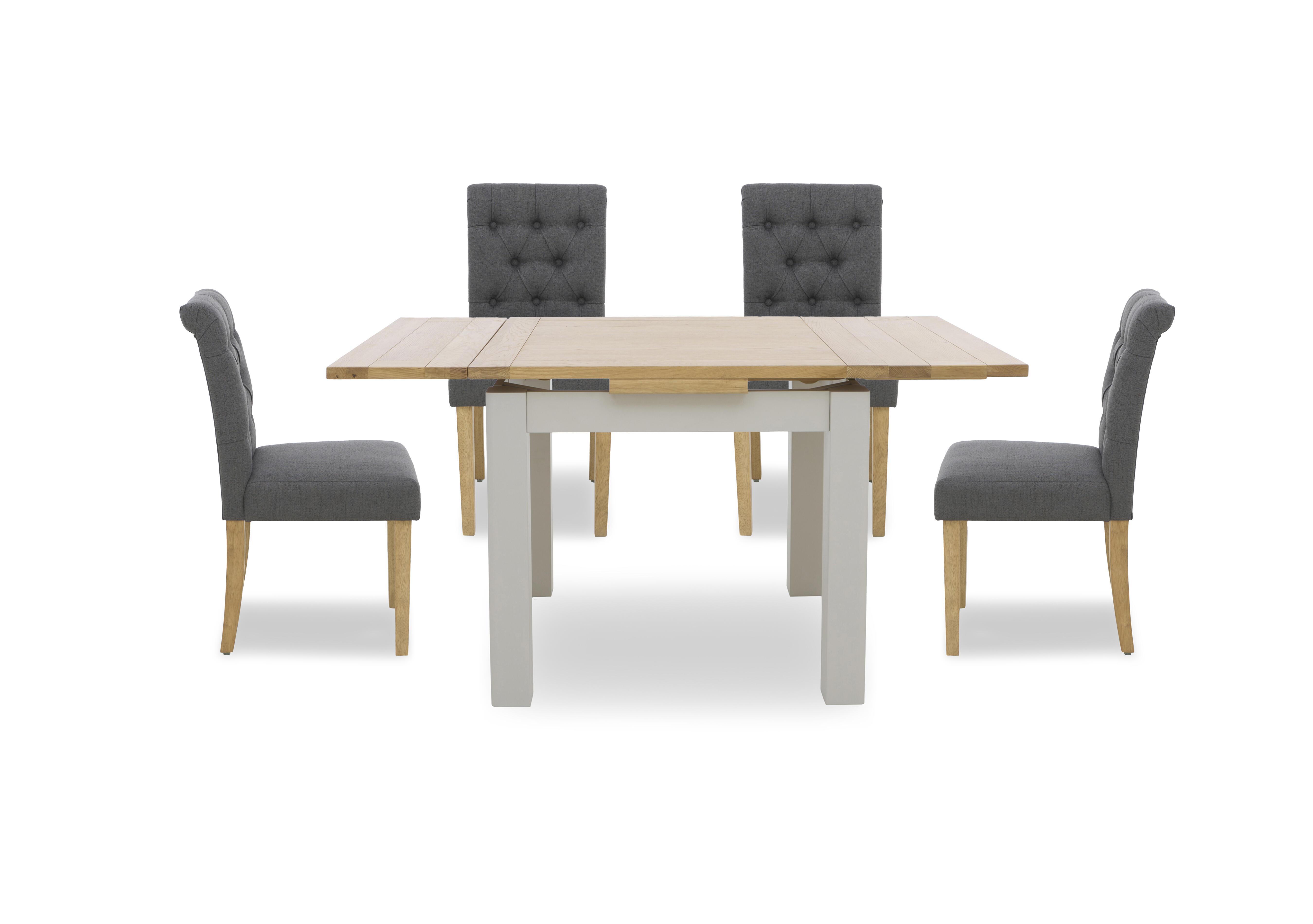 Lewis Small Draw Leaf Extending Dining Table and 4 Button Back Dining Chairs in Anthracite on Furniture Village