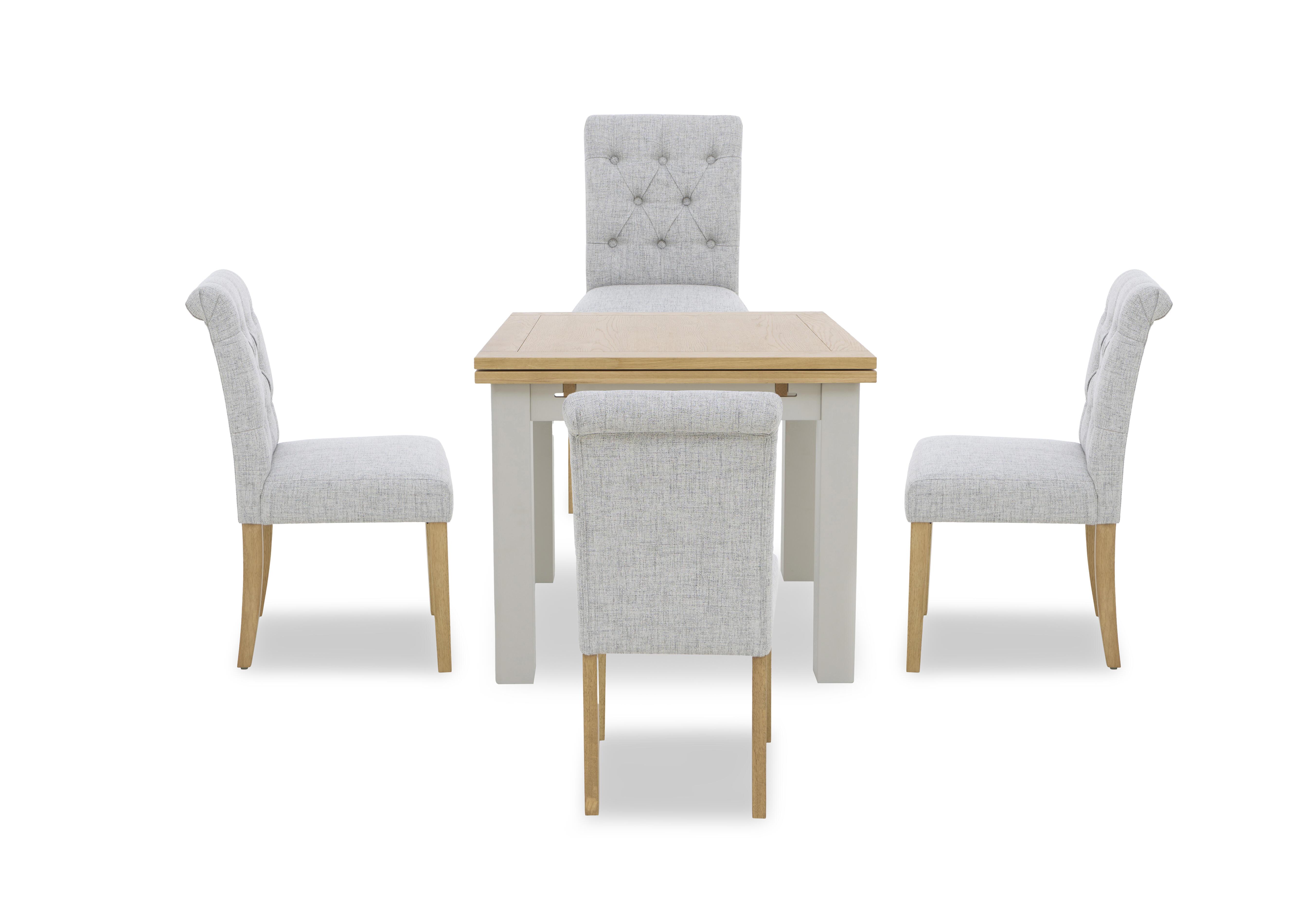 Lewis Small Draw Leaf Extending Dining Table and 4 Button Back Dining Chairs in Mist on Furniture Village