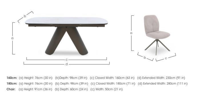 Perla Gloss Extending Dining Table and 6 Fabric Swivel Dining Chairs in  on Furniture Village