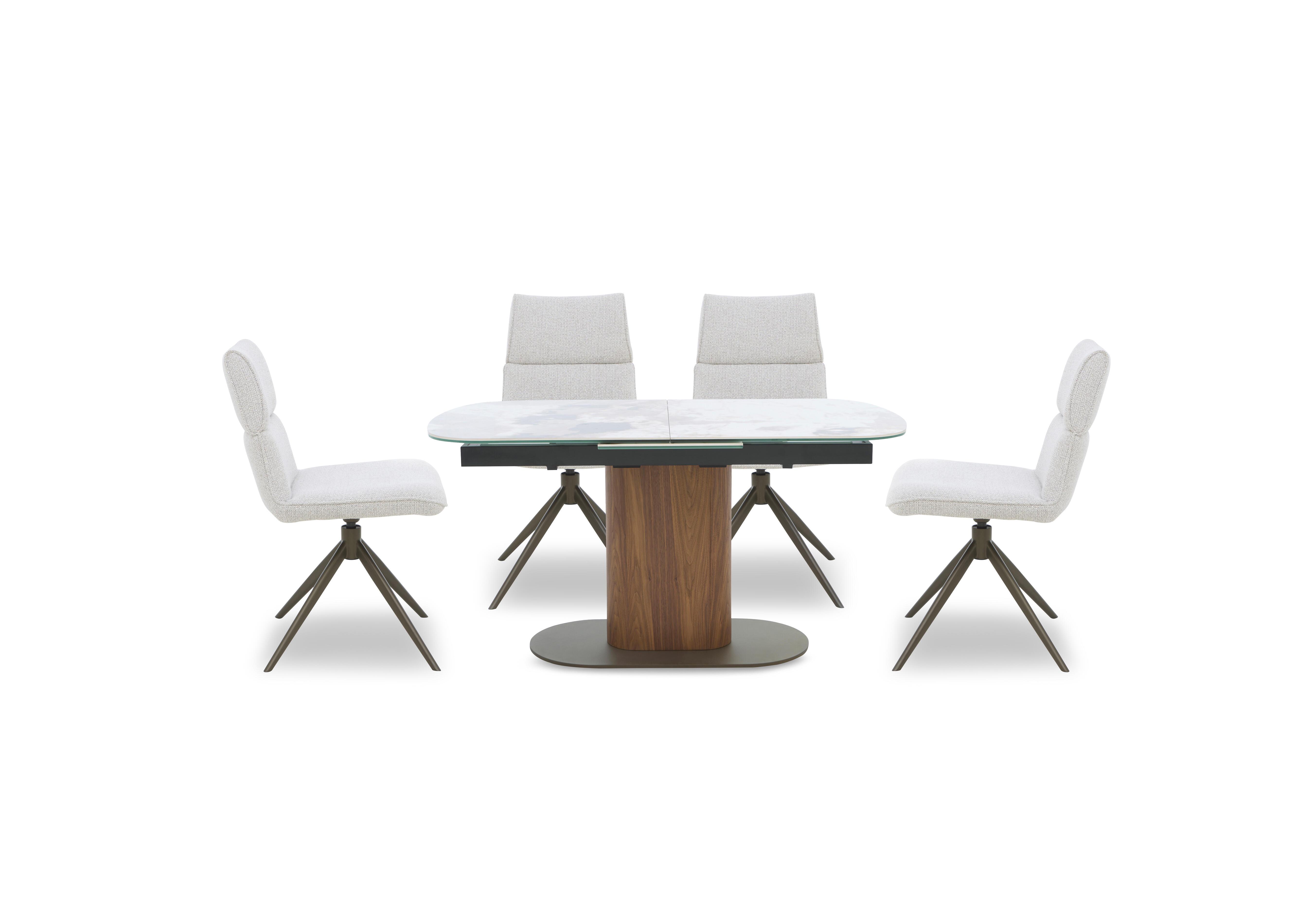 Mekong Extending Dining Table and 4 Fabric Swivel Dining Chairs in  on Furniture Village