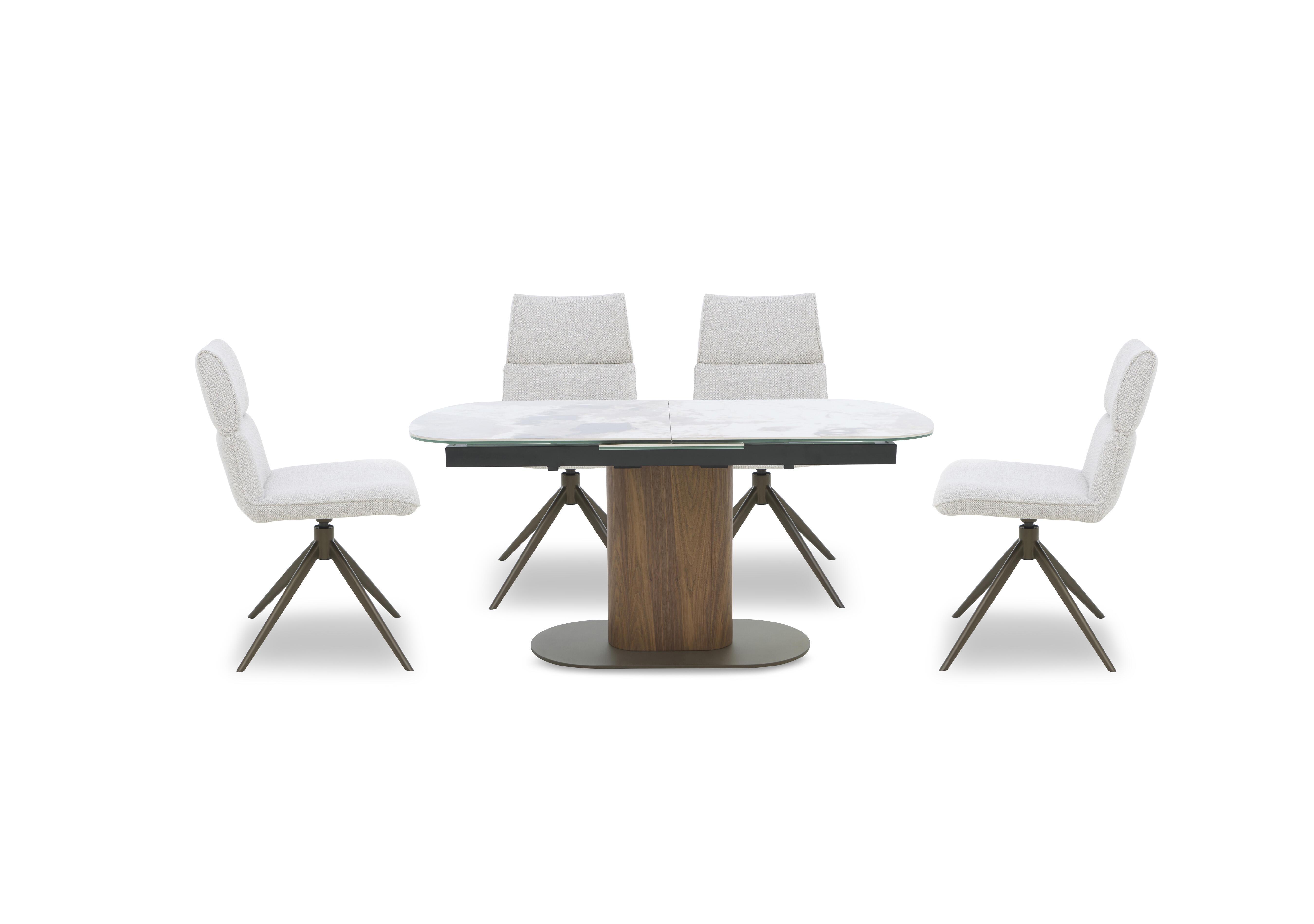 Mekong Extending Dining Table and 4 Fabric Swivel Dining Chairs in  on Furniture Village