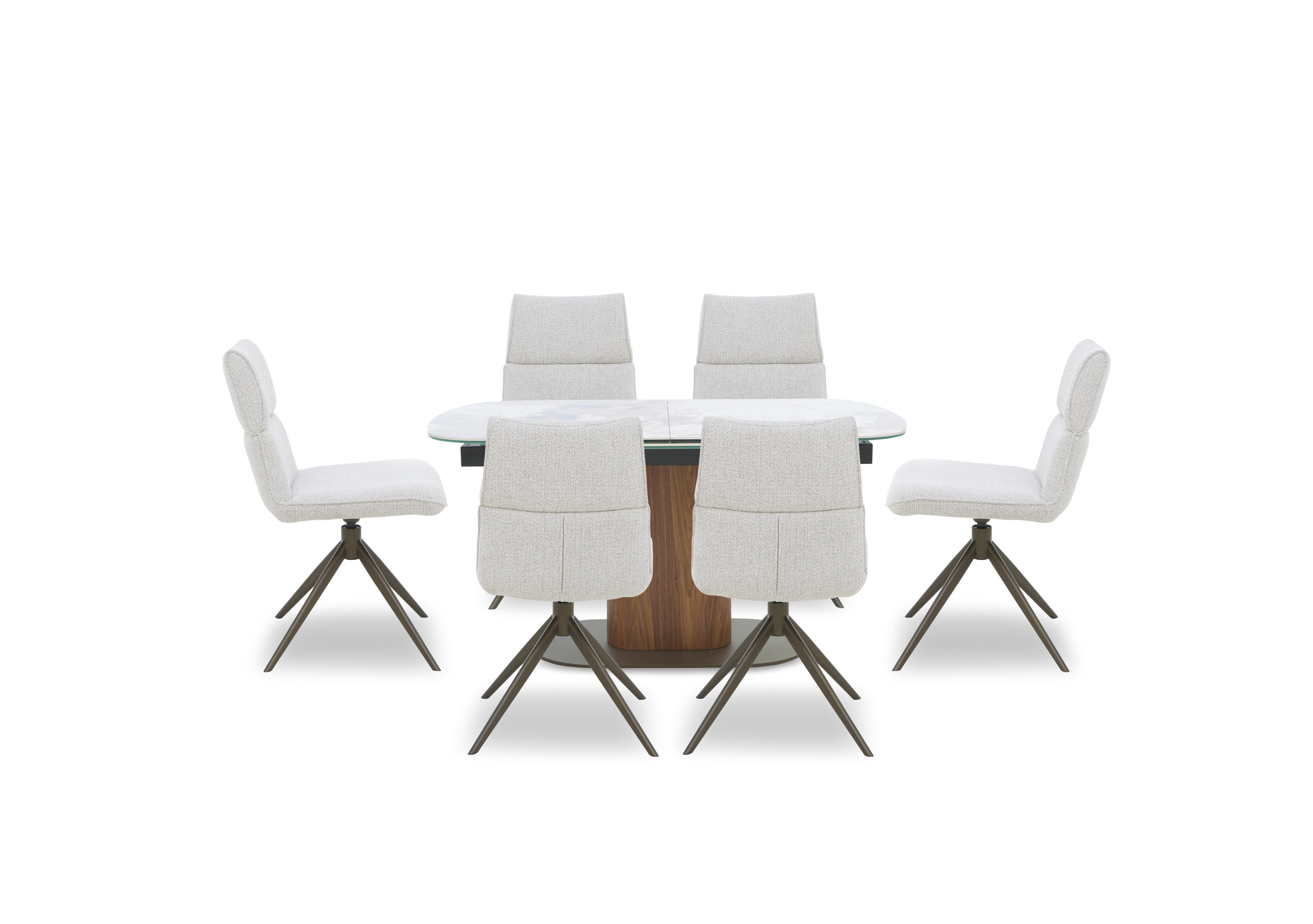 Mekong Extending Dining Table and 6 Fabric Swivel Dining Chairs in  on Furniture Village
