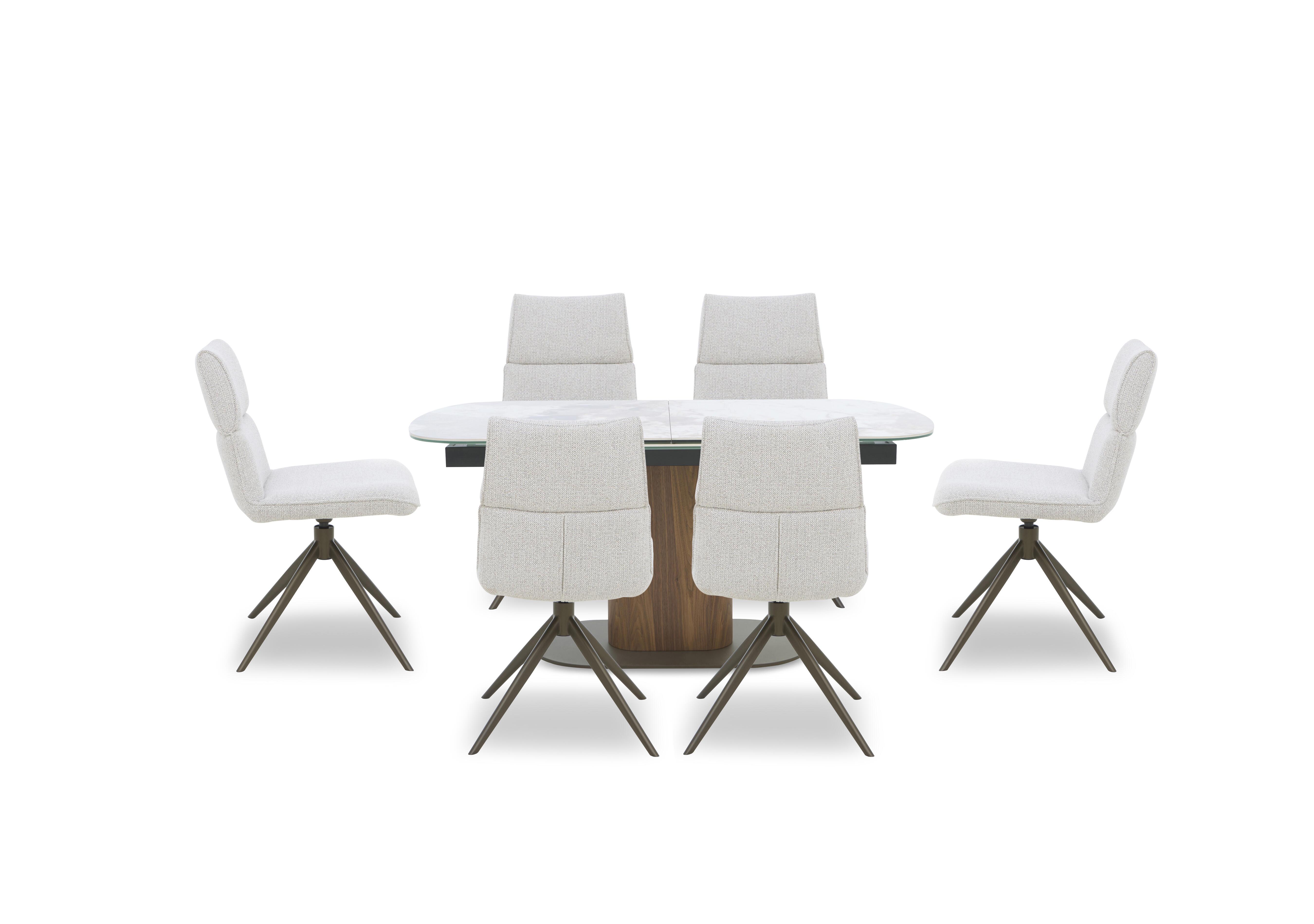 Mekong Extending Dining Table and 6 Fabric Swivel Dining Chairs in  on Furniture Village