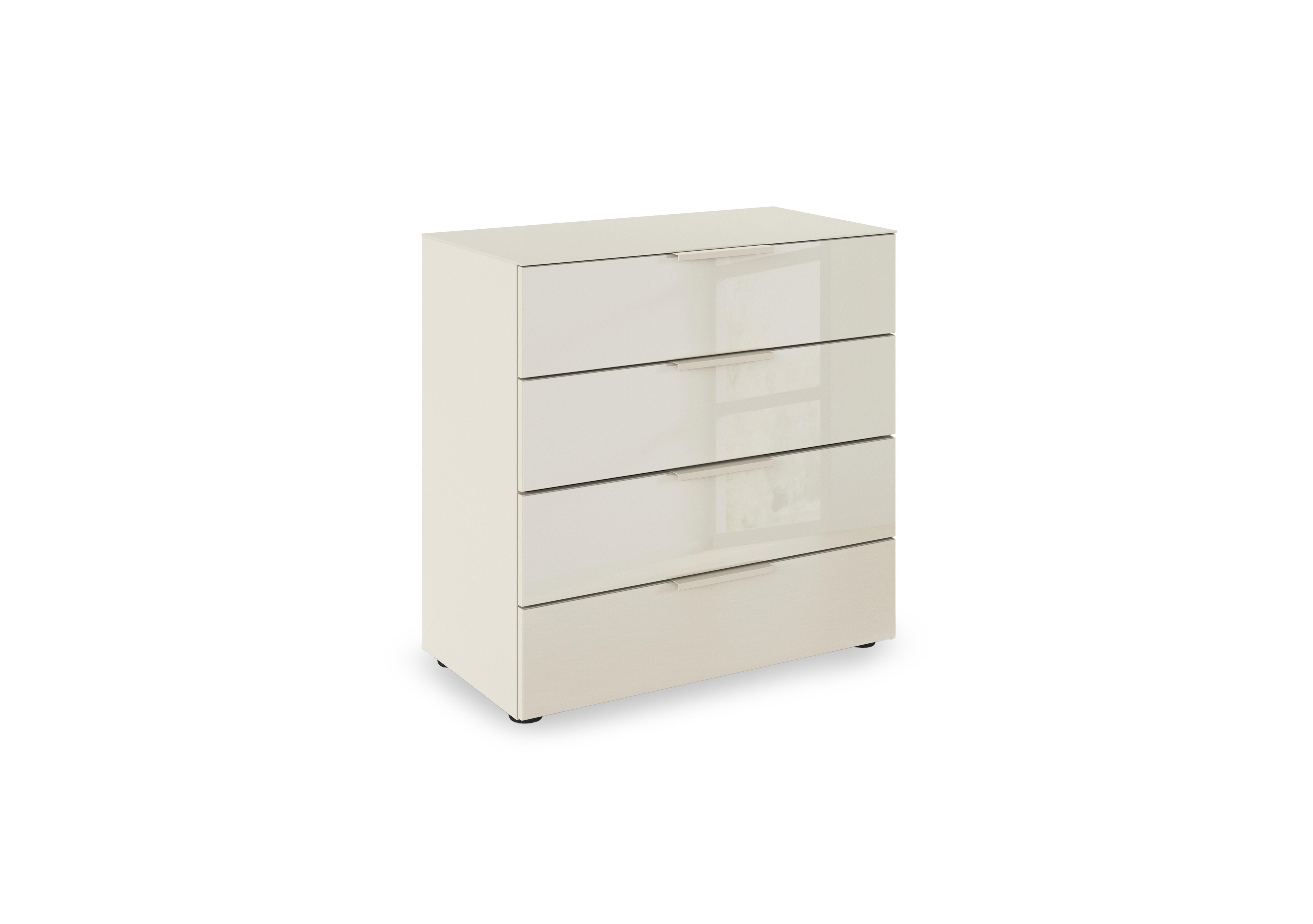 Haven 80cm 4 Drawer Chest with Glass Top and Front in Acg3k Champagne Champagne Frnt on Furniture Village