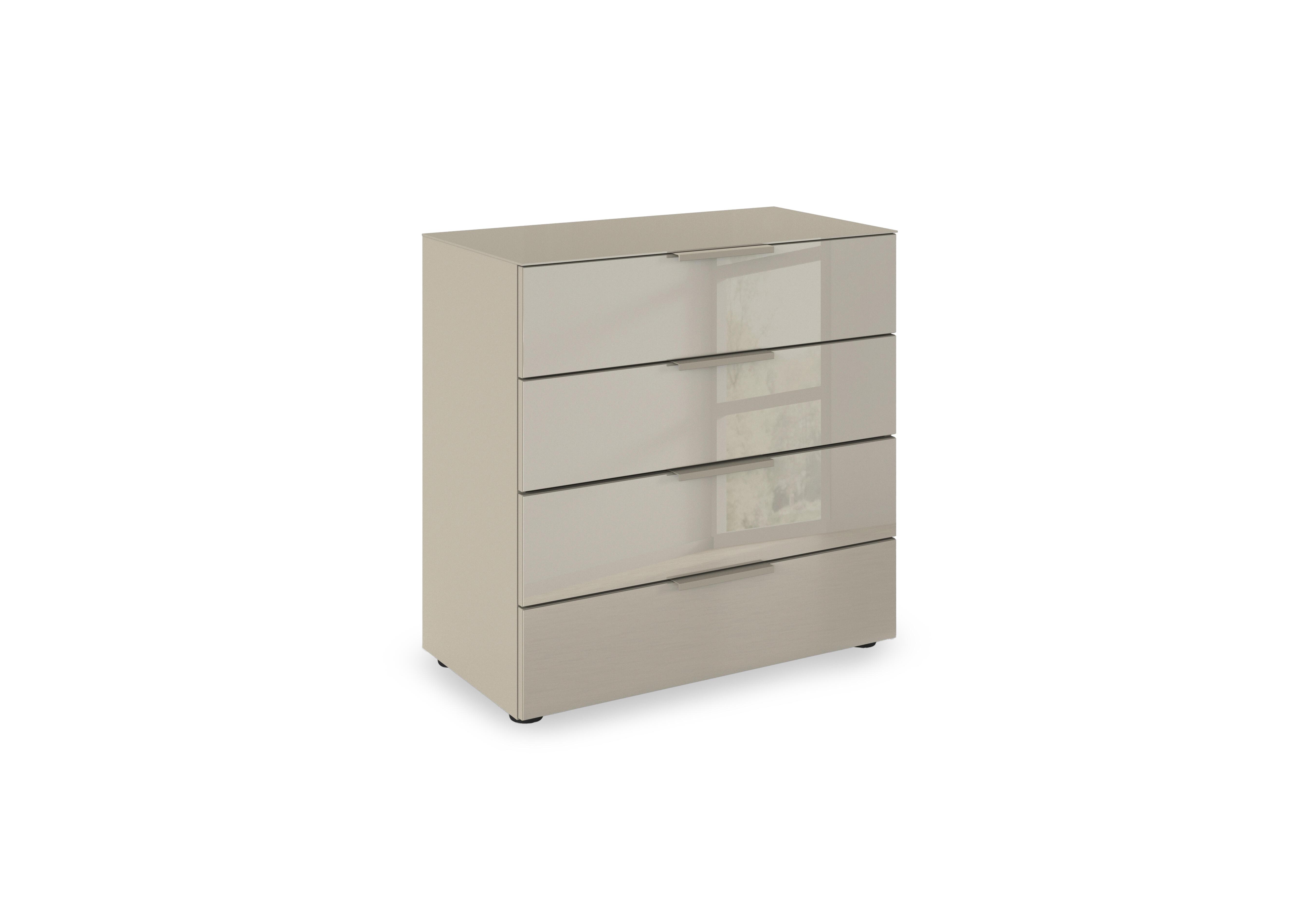 Haven 80cm 4 Drawer Chest with Glass Top and Front in Afg4k Fango Fango Front on Furniture Village