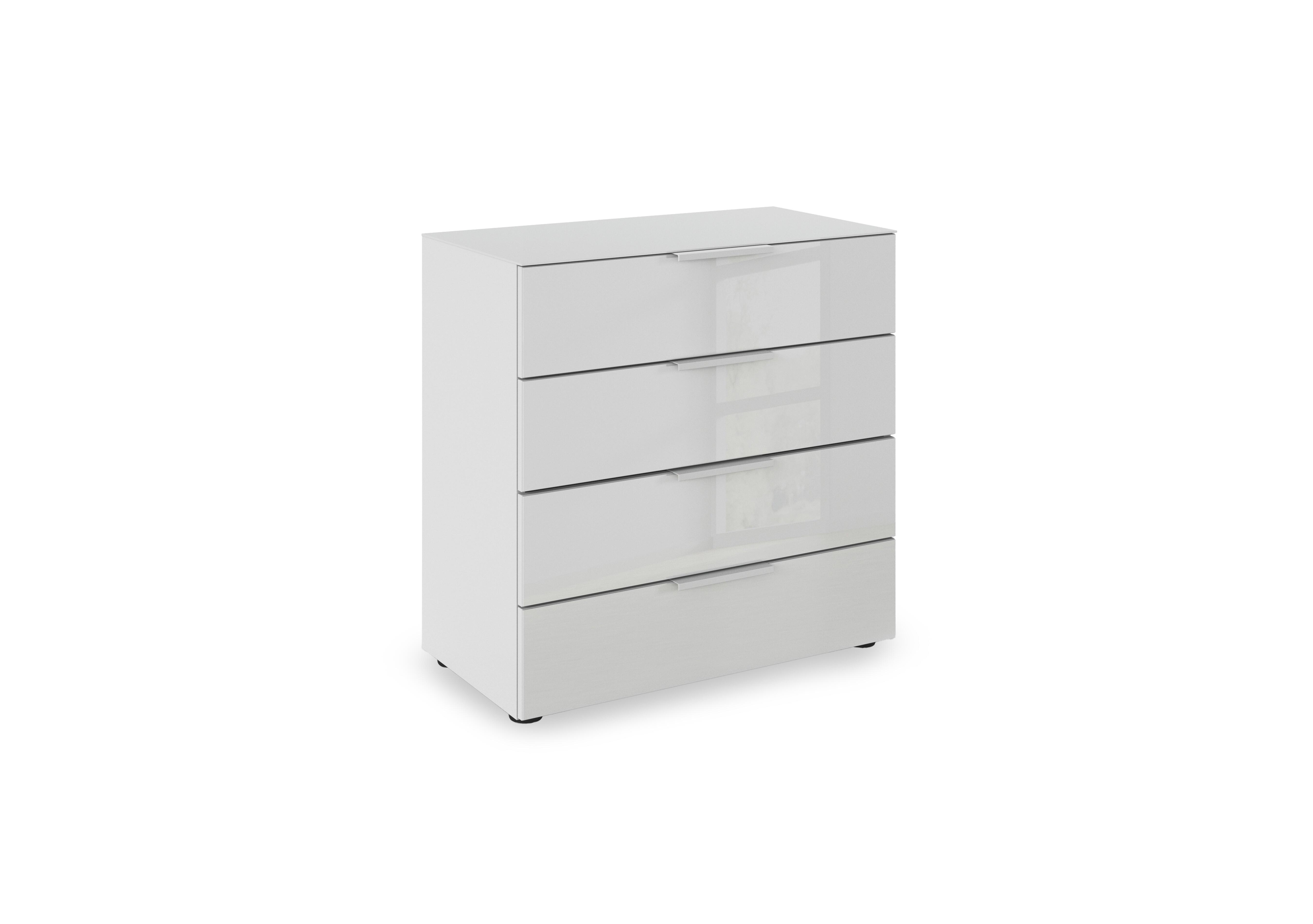 Haven 80cm 4 Drawer Chest with Glass Top and Front in Agg2k Silk Grey Silk Grey Frnt on Furniture Village