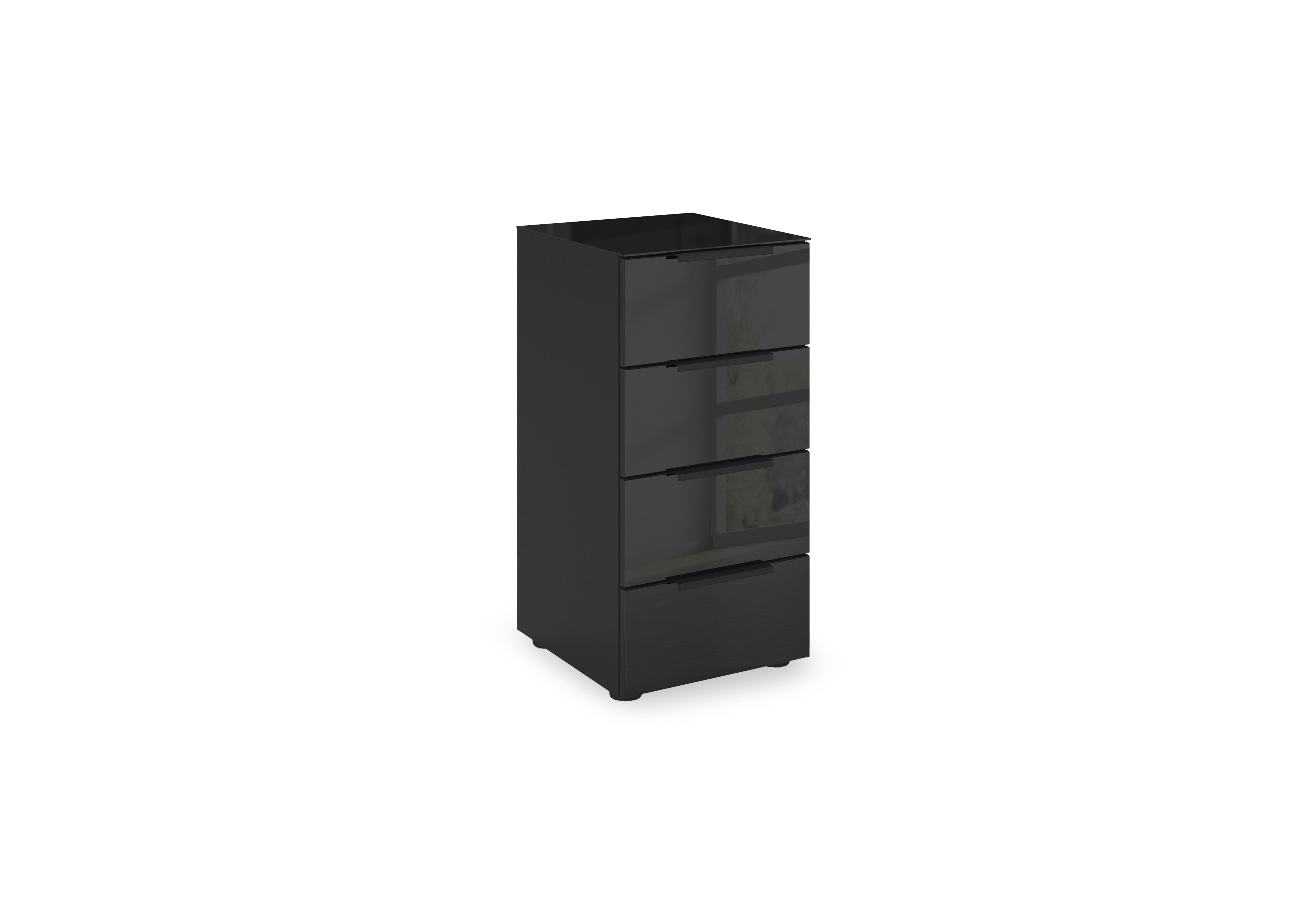 Haven 40cm 4 Drawer Chest with Glass Top and Front in Asg5s Black Black Front on Furniture Village