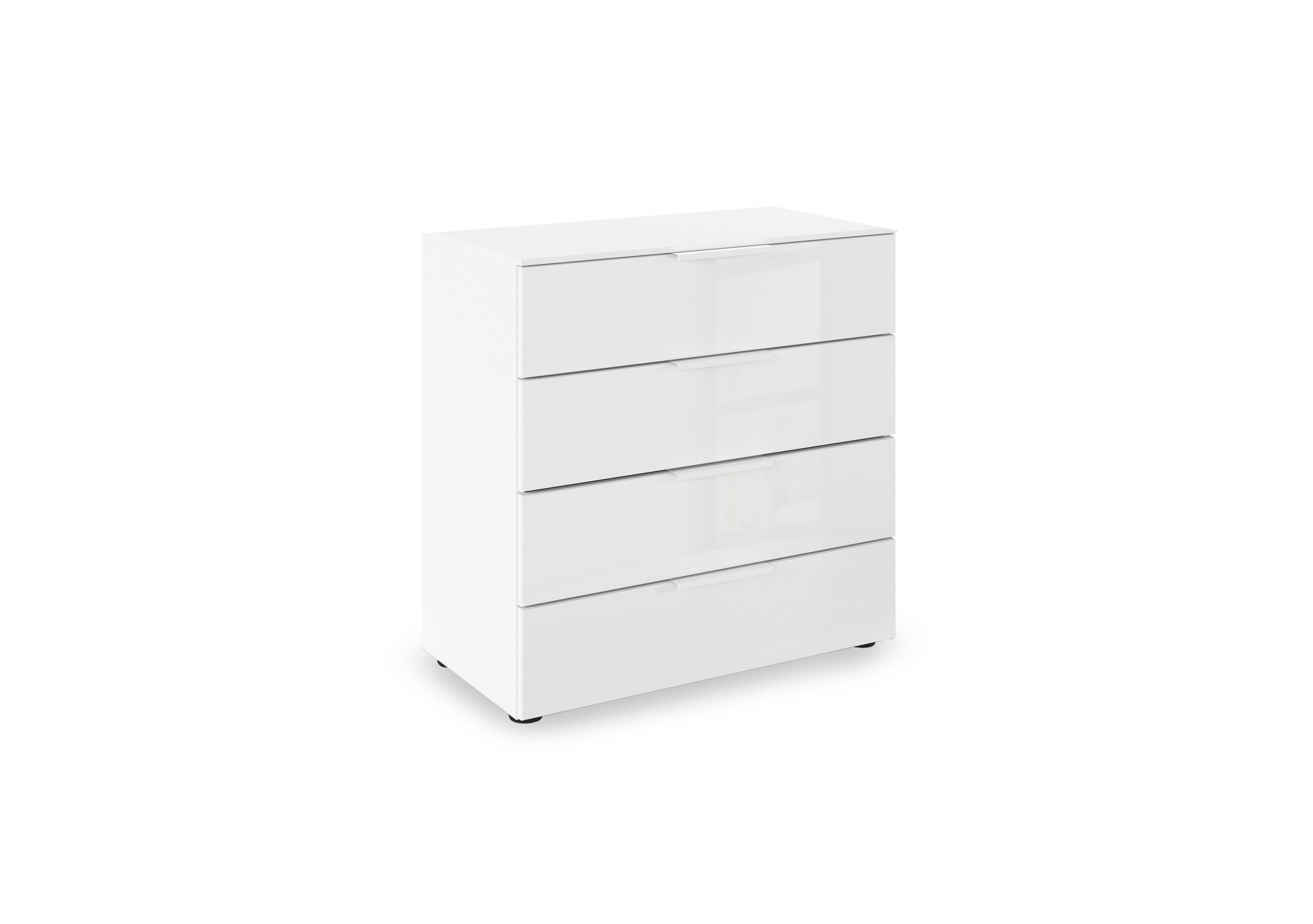Haven 80cm 4 Drawer Décor Chest with Glass Front in Awg1k Alpine White White Front on Furniture Village