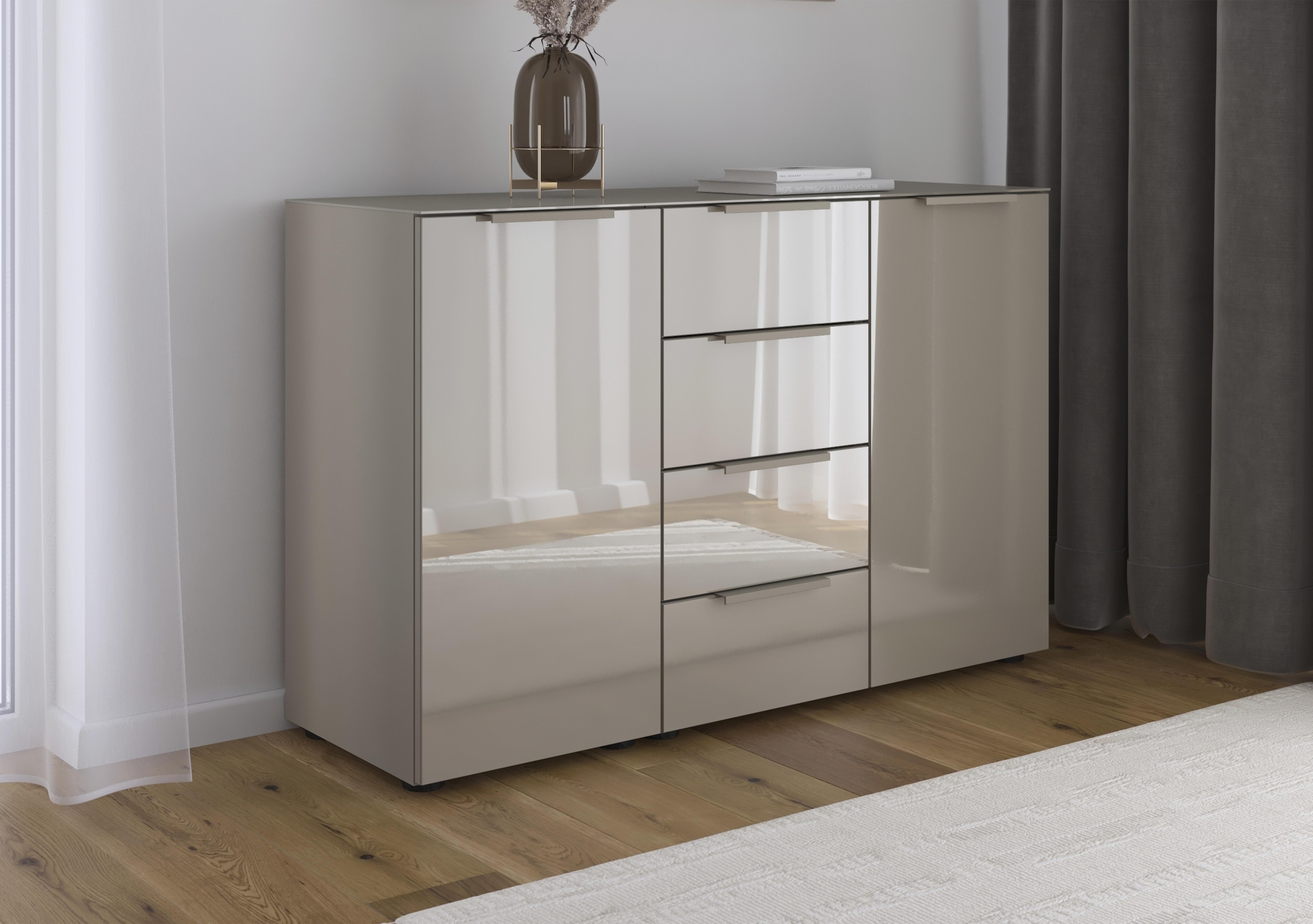Haven 4 Drawer 2 Door Glass Chest with Glass Top and Front in  on Furniture Village