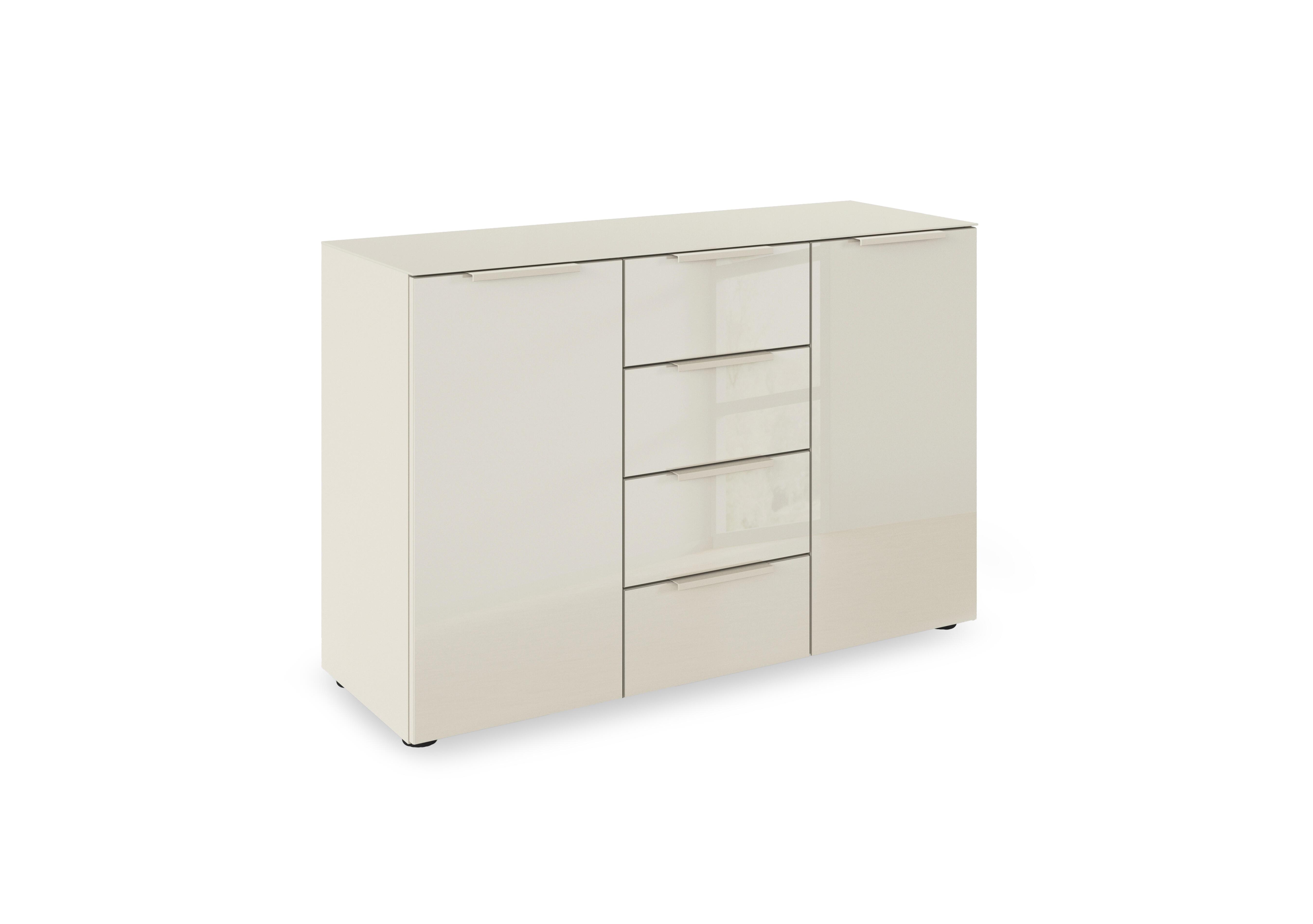 Haven 4 Drawer 2 Door Glass Chest with Glass Top and Front in Acg3k Champagne Champagne Frnt on Furniture Village