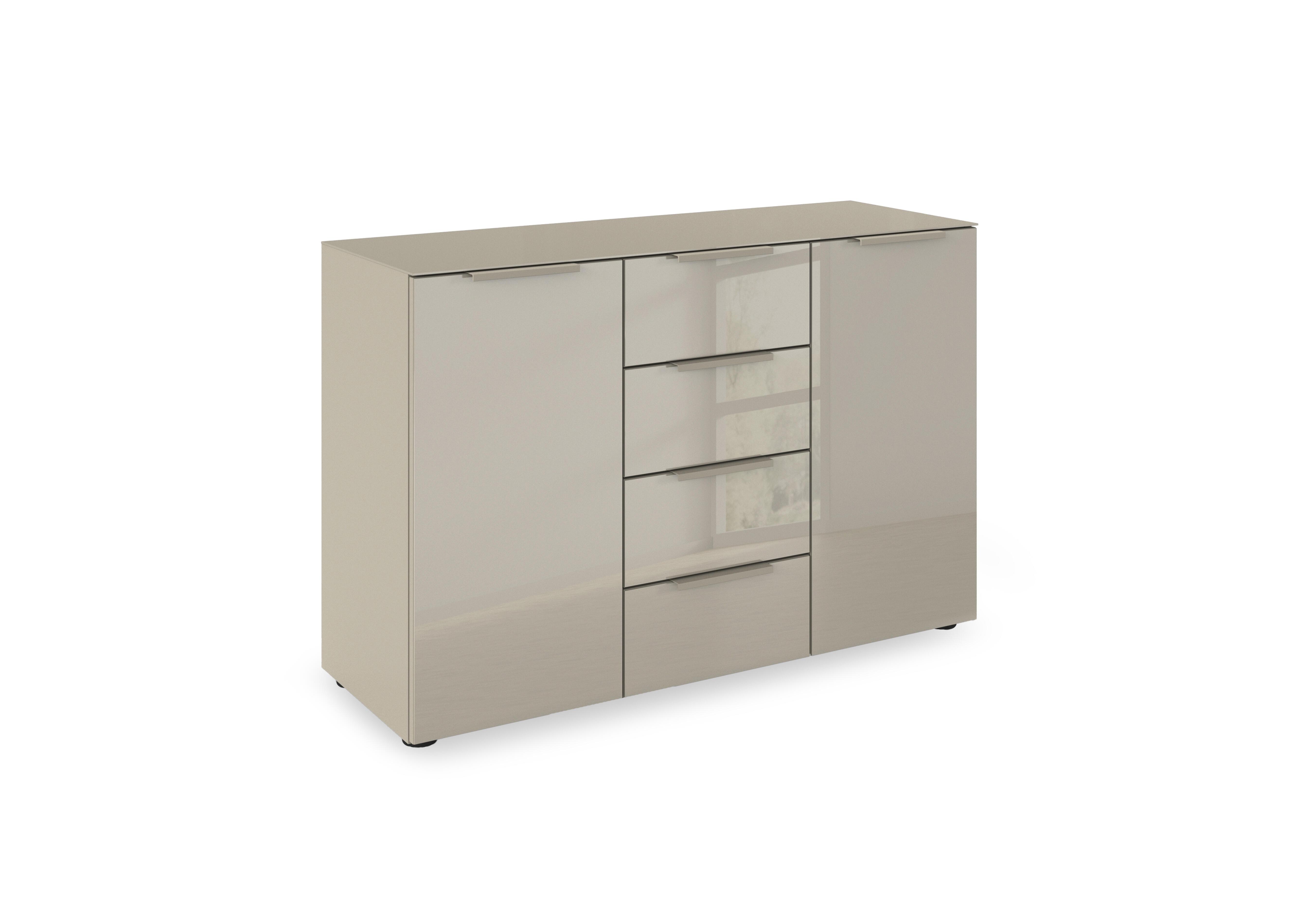 Haven 4 Drawer 2 Door Glass Chest with Glass Top and Front in Afg4k Fango Fango Front on Furniture Village