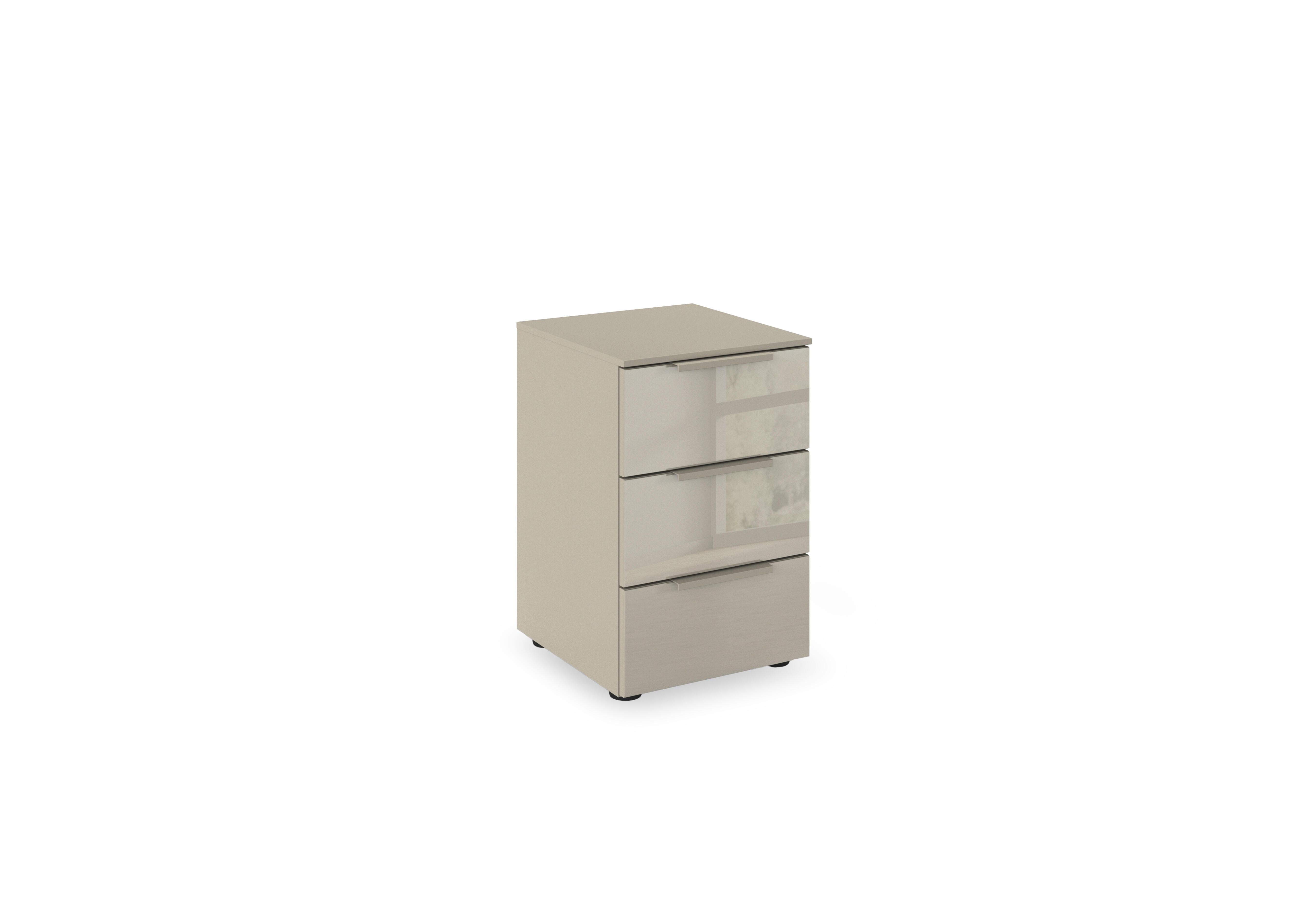 Haven 3 Drawer Décor Bedside Cabinet with Glass Front in Afg4k Fango Fango Front on Furniture Village