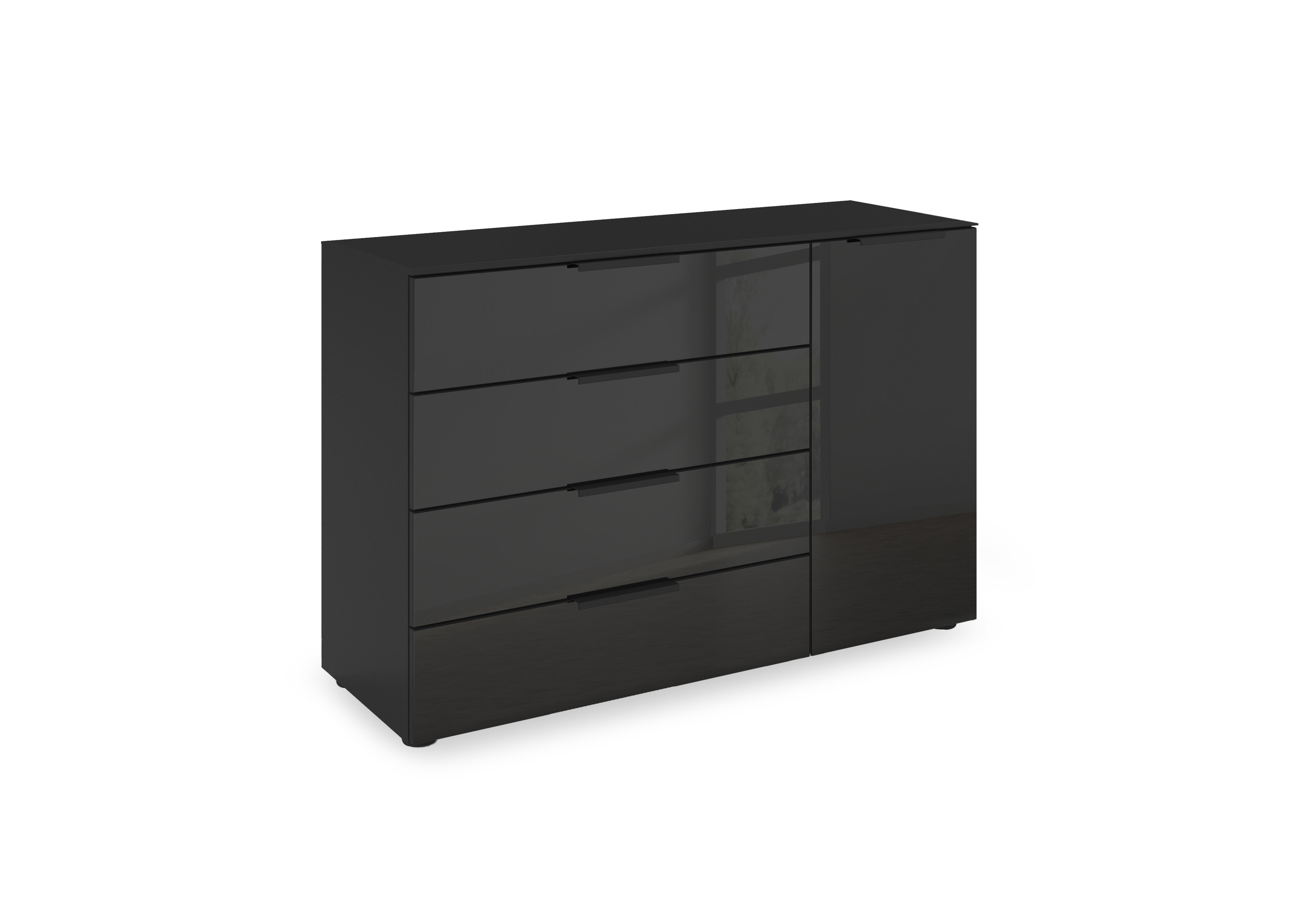Haven 4 Drawer 1 Door Décor Chest with Glass Front in Asg5s Black Black Front on Furniture Village