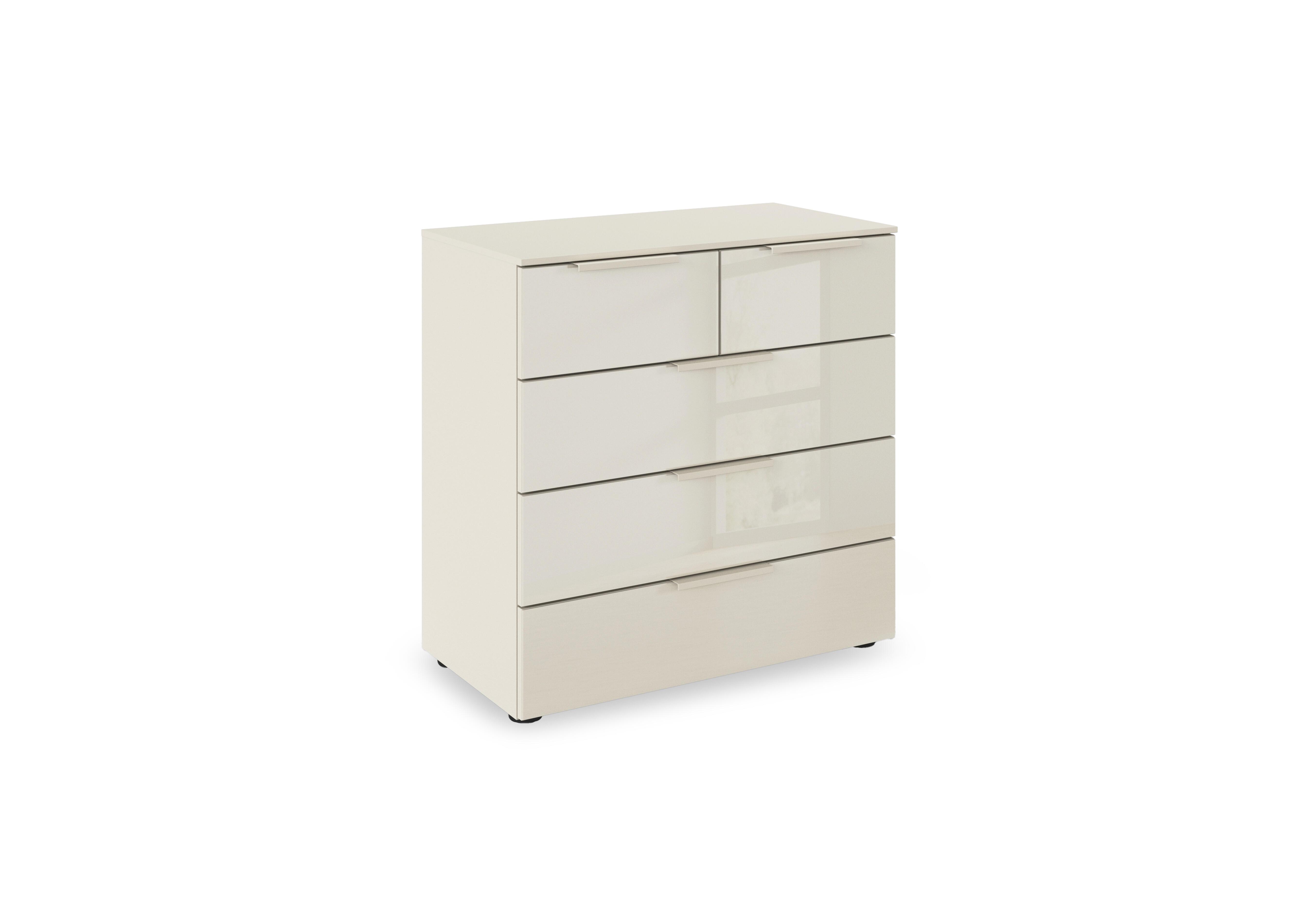 Haven 3+2 Drawer Décor Chest with Glass Front in Acg3k Champagne Champagne Frnt on Furniture Village