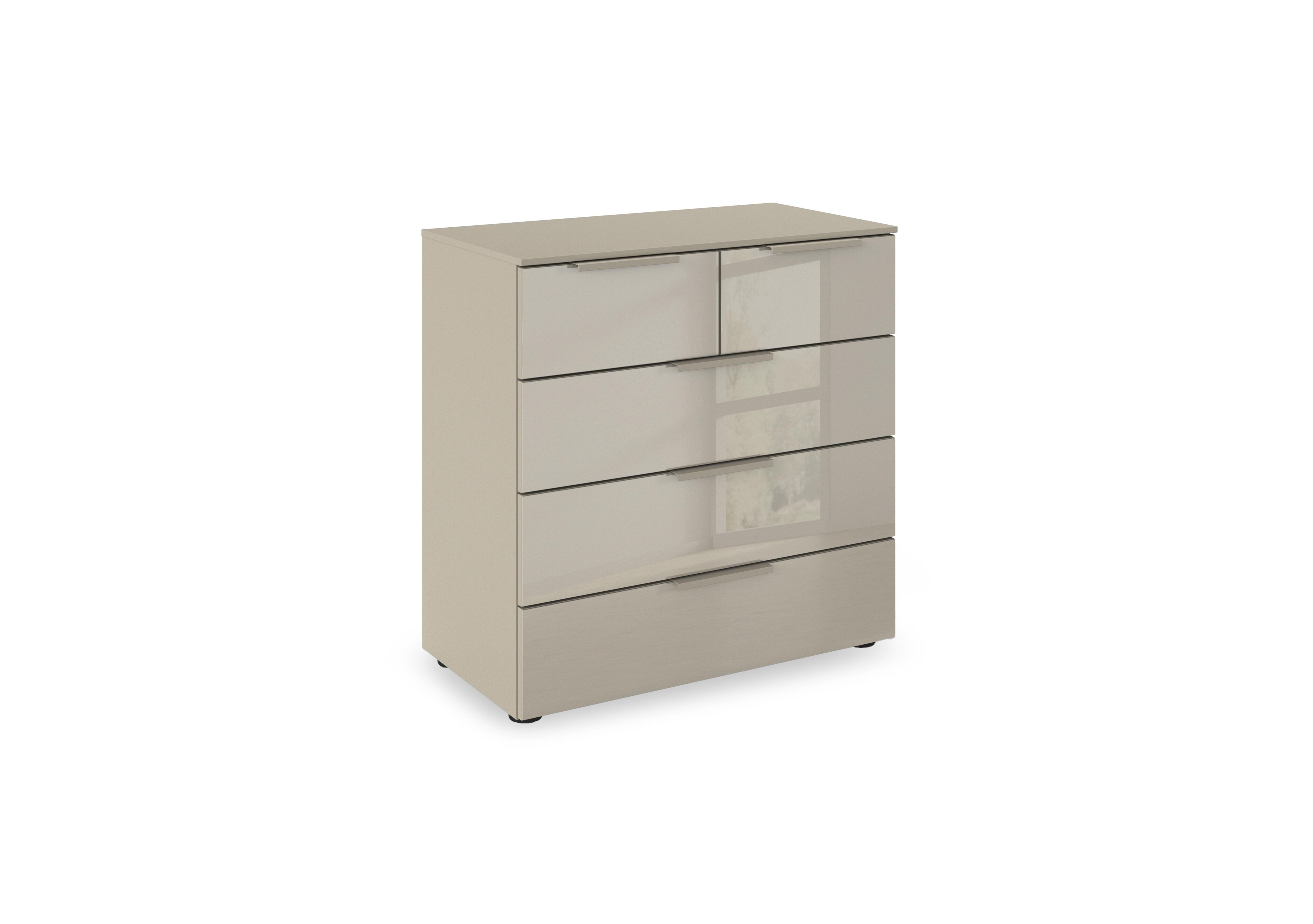Haven 3+2 Drawer Décor Chest with Glass Front in Afg4k Fango Fango Front on Furniture Village