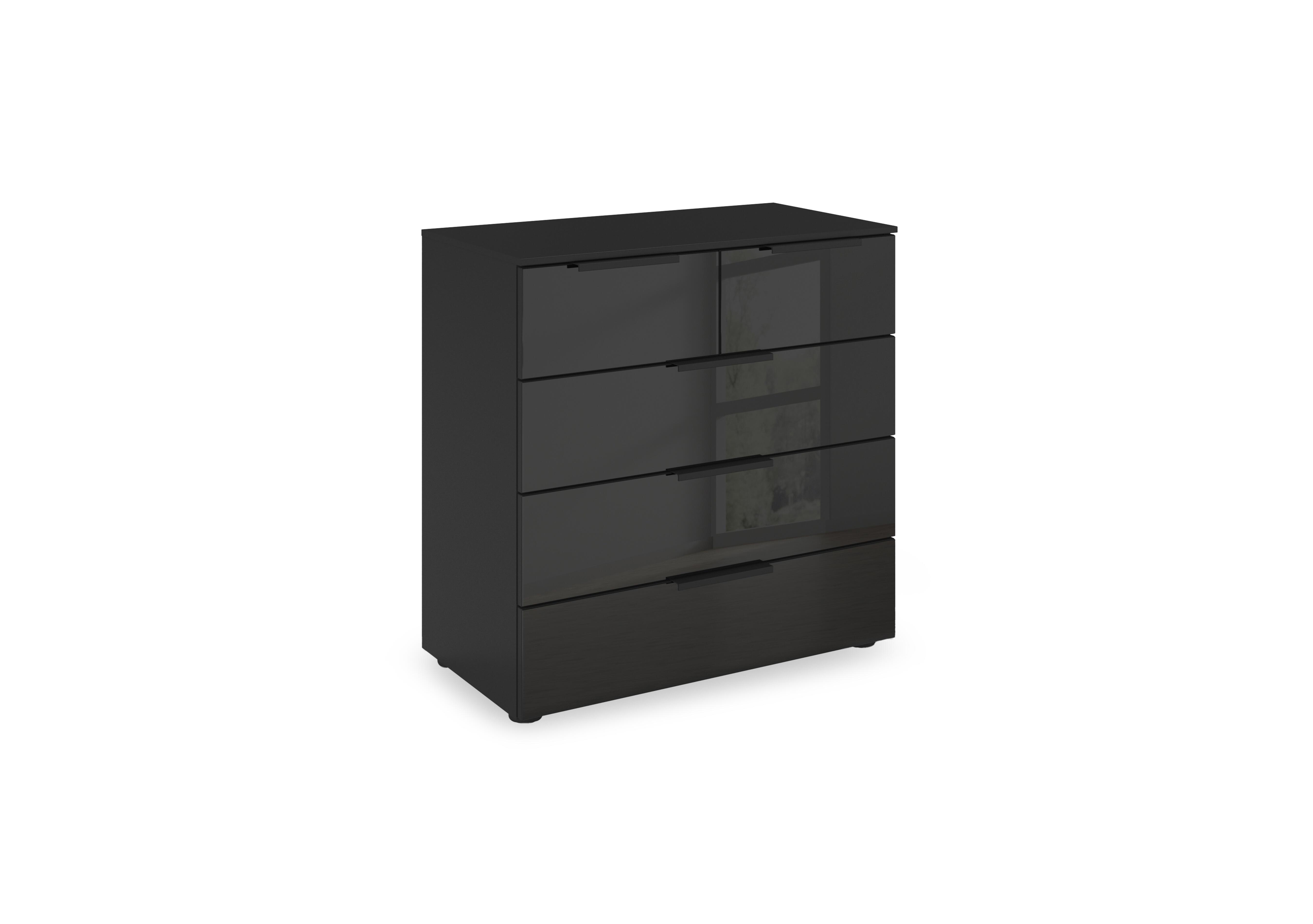 Haven 3+2 Drawer Décor Chest with Glass Front in Asg5s Black Black Front on Furniture Village