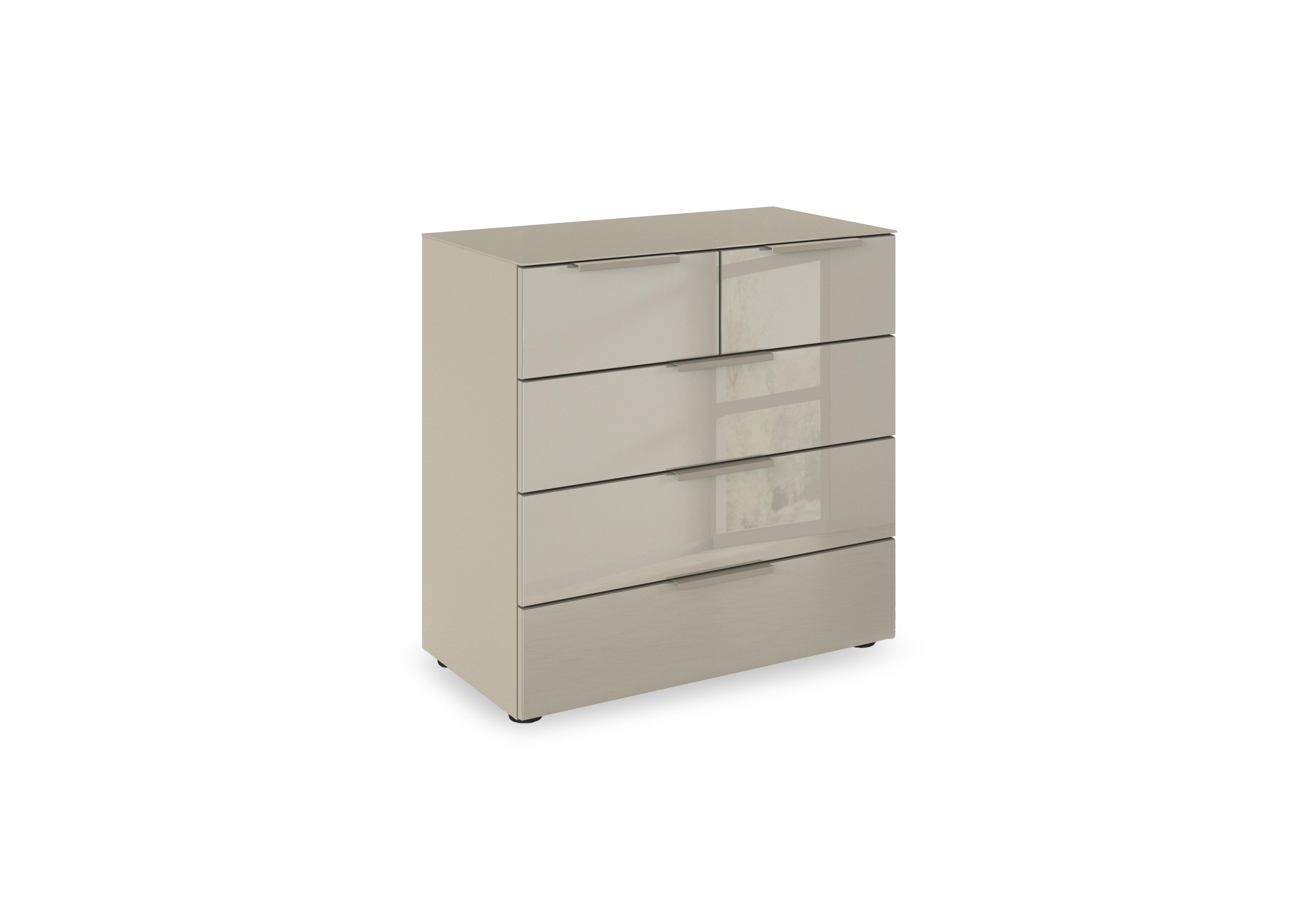 Haven 3+2 Drawer Chest with Glass Top and Front in Afg4k Fango Fango Front on Furniture Village