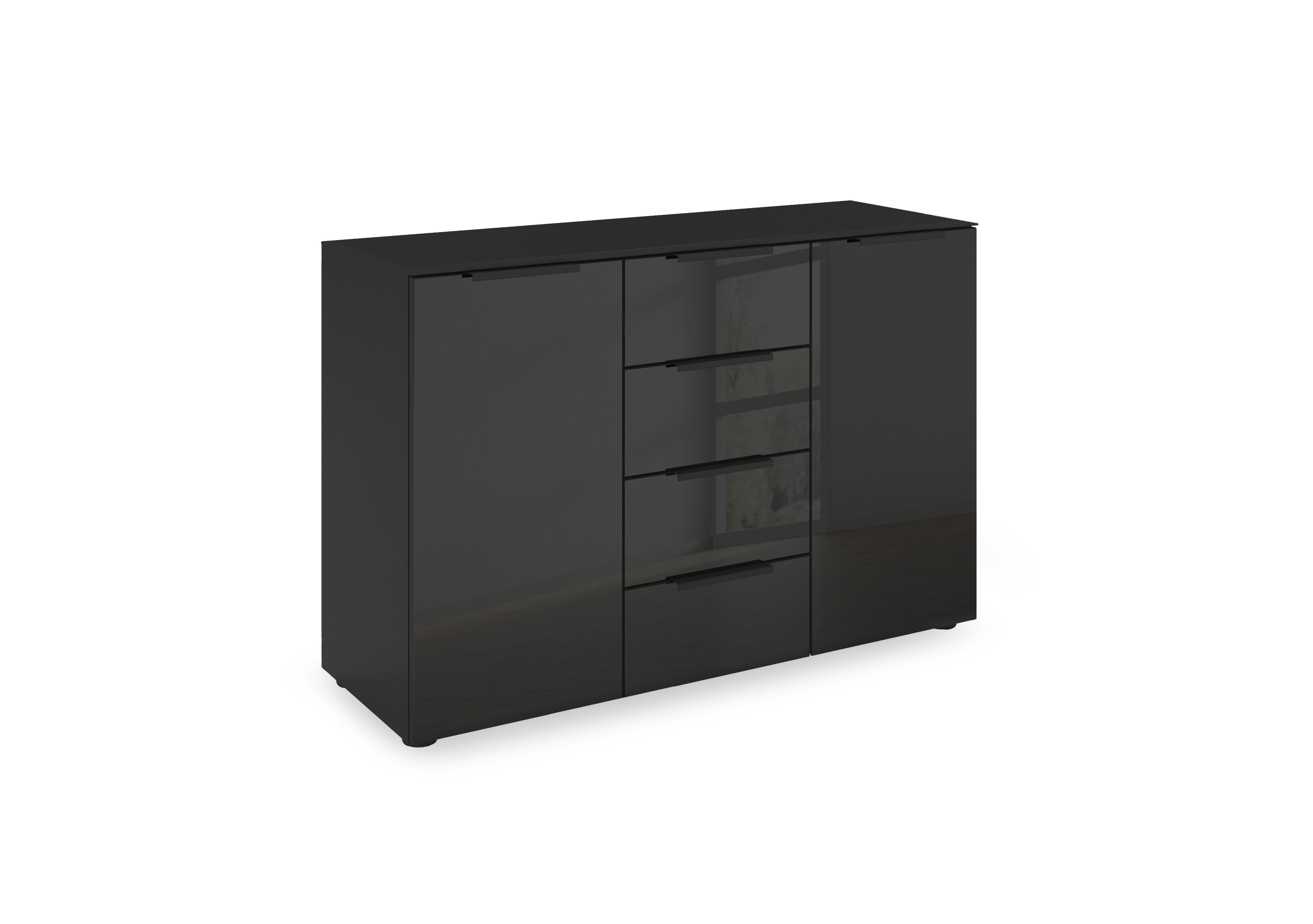 Haven 4 Drawer 2 Door Décor Chest with Glass Front in Asg5s Black Black Front on Furniture Village