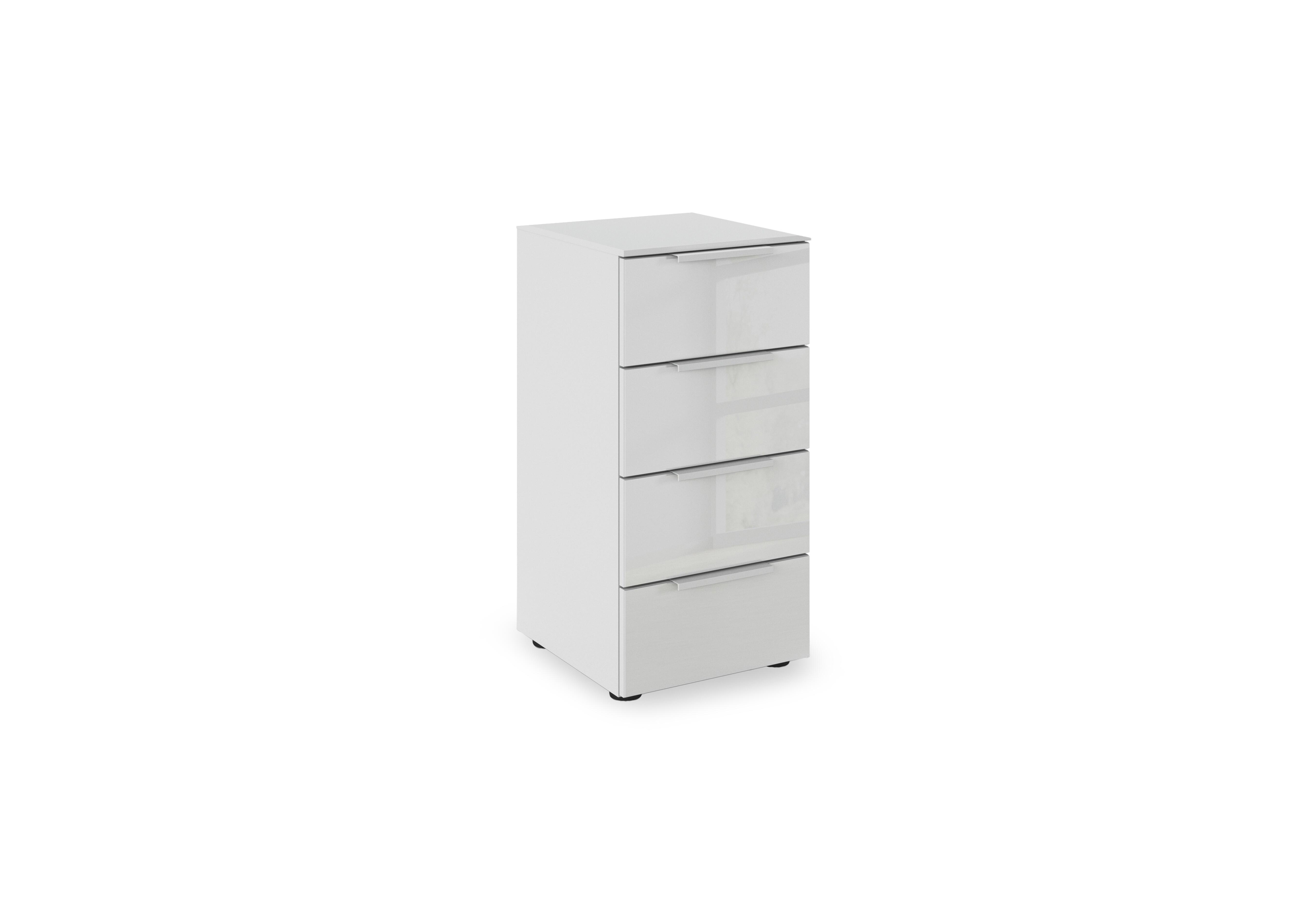 Haven 40cm 4 Drawer D&eacute;cor Chest with Glass Front in Agg2k Silk Grey Silk Grey Frnt on Furniture Village