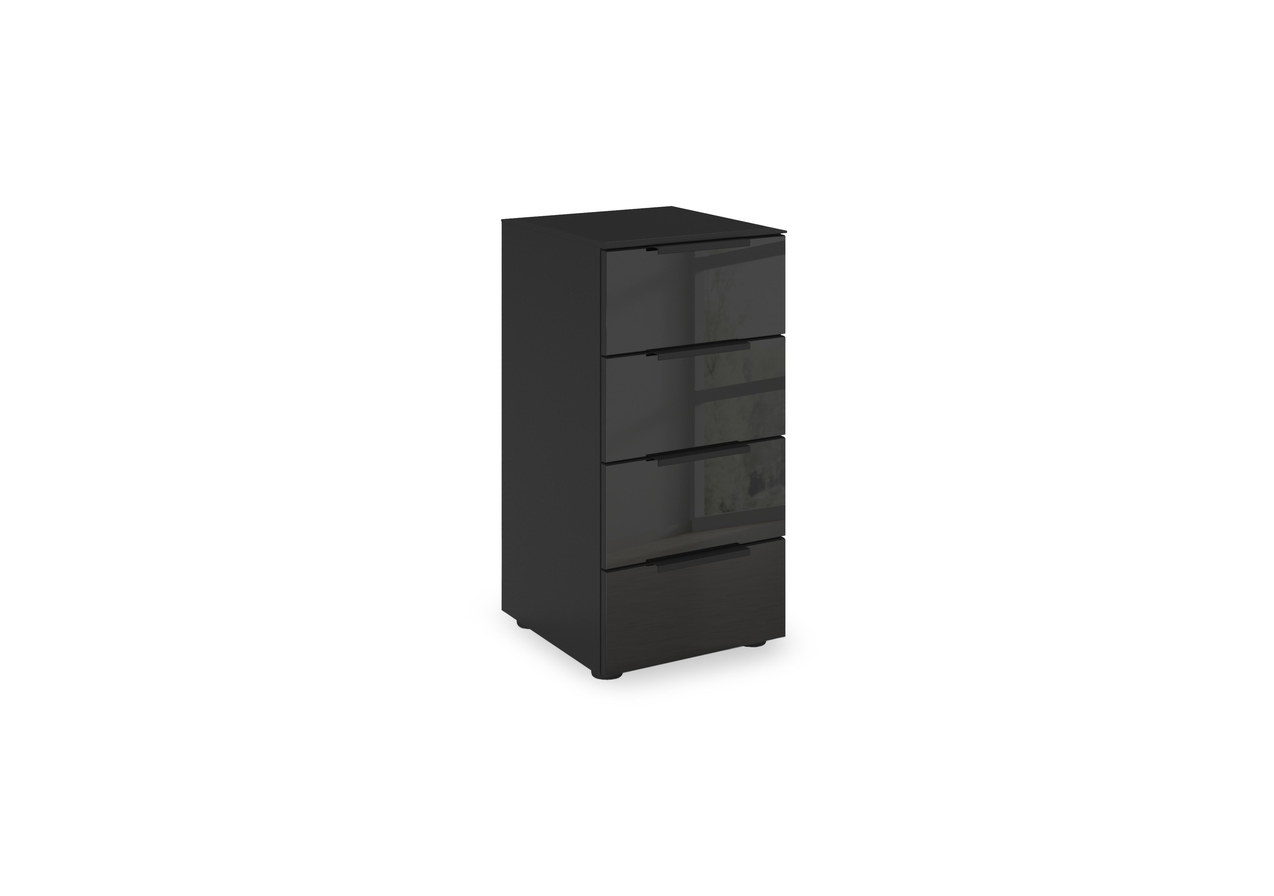 Haven 40cm 4 Drawer Décor Chest with Glass Front in Asg5s Black Black Front on Furniture Village