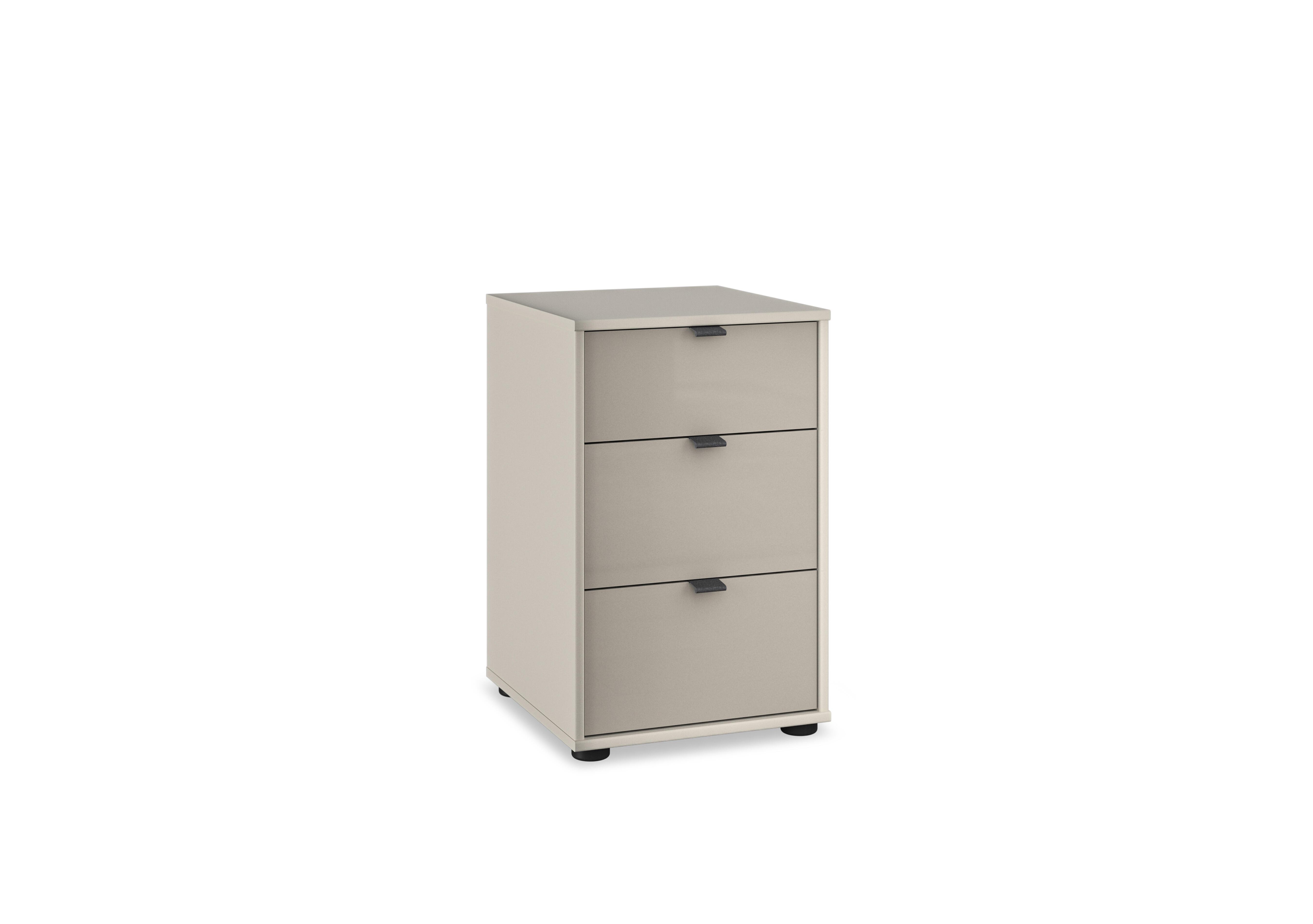 Amara 3 Drawer Glass Bedside Cabinet in Champagne on Furniture Village