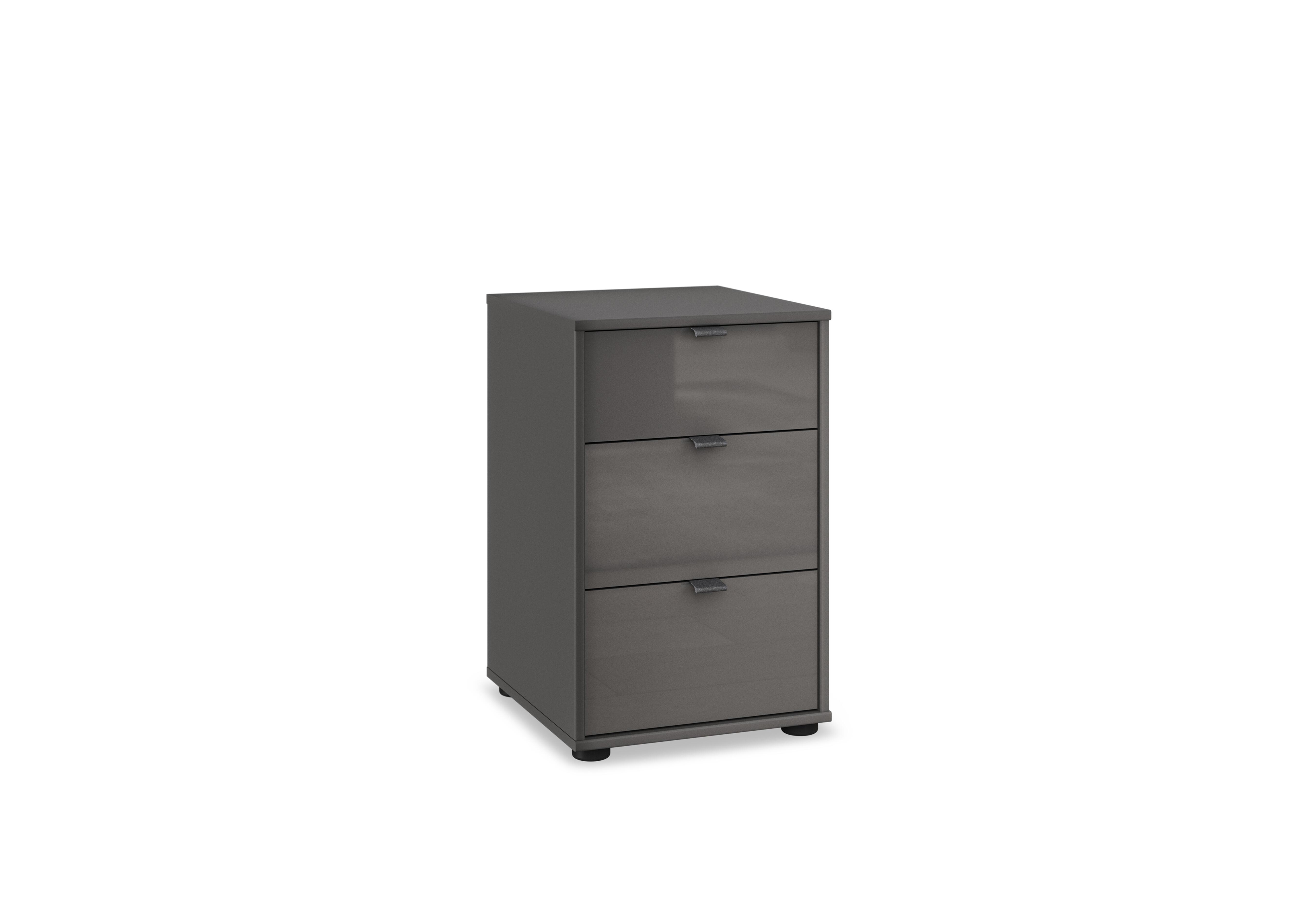 Amara 3 Drawer Glass Bedside Cabinet in Lava on Furniture Village