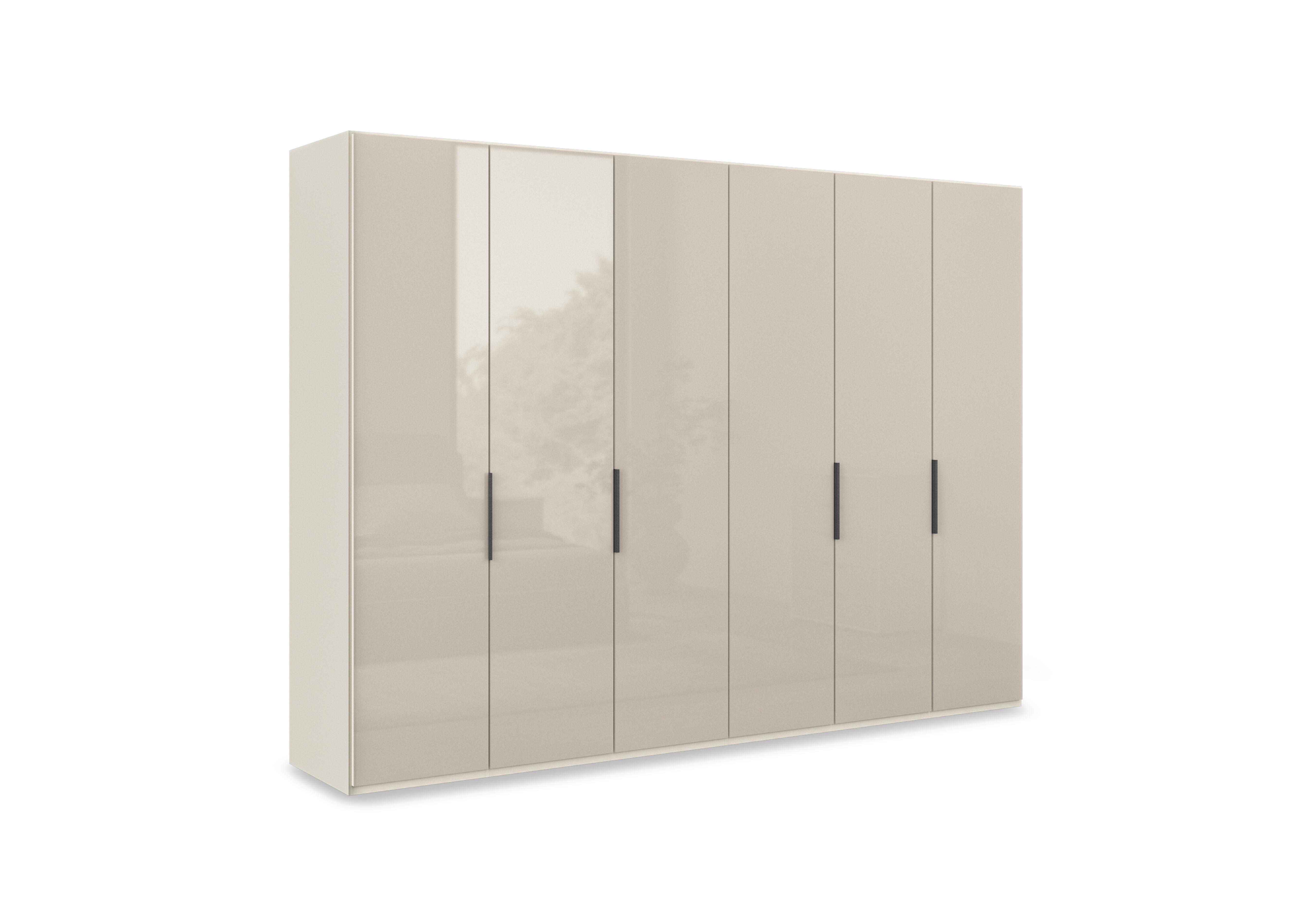 Amara 300cm 6 Door Bifold Wardrobe with Glass Doors in Champagne on Furniture Village