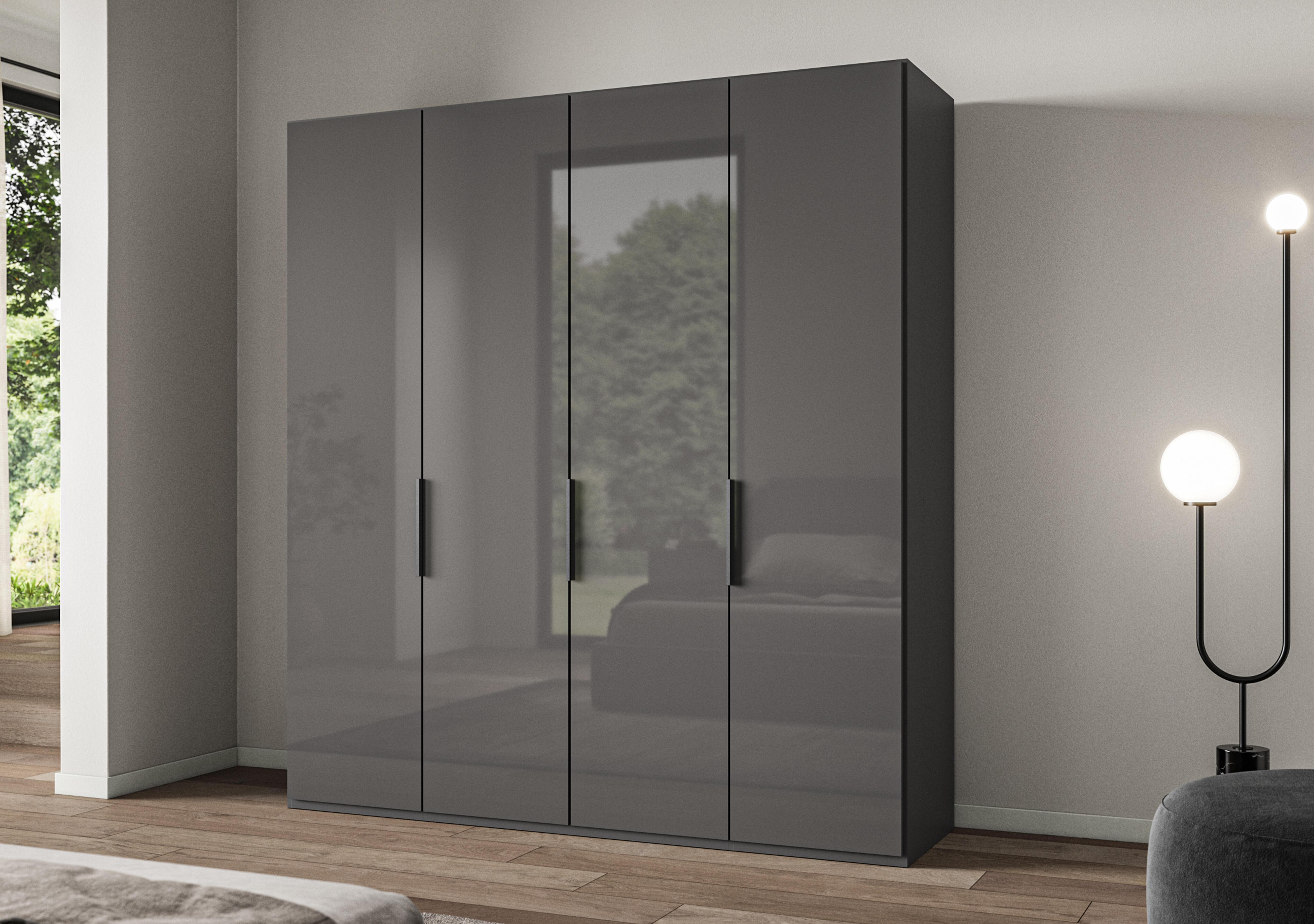 Amara 200cm 4 Door Bifold Wardrobe with Glass Doors in  on Furniture Village