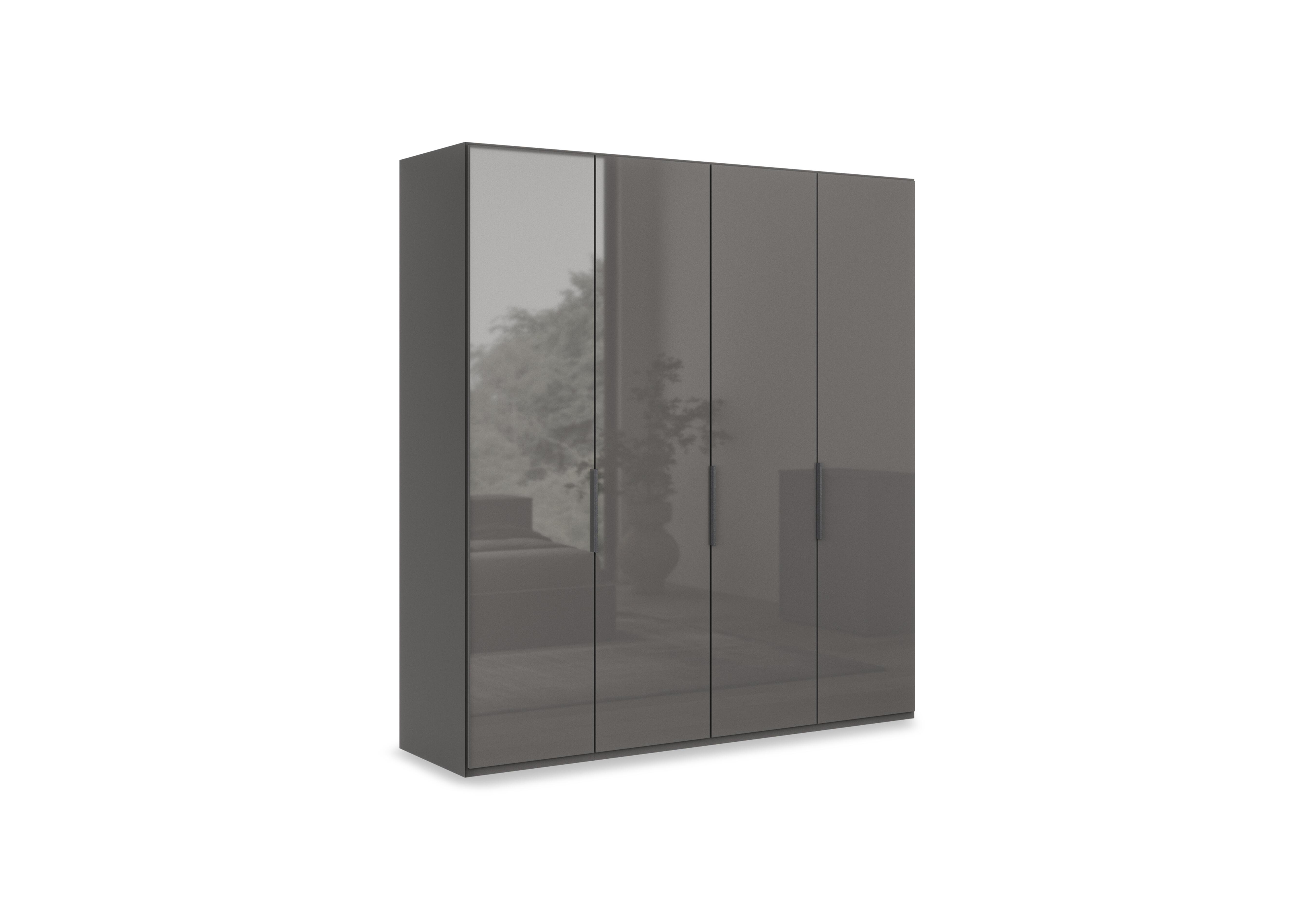 Amara 200cm 4 Door Bifold Wardrobe with Glass Doors in Lava on Furniture Village